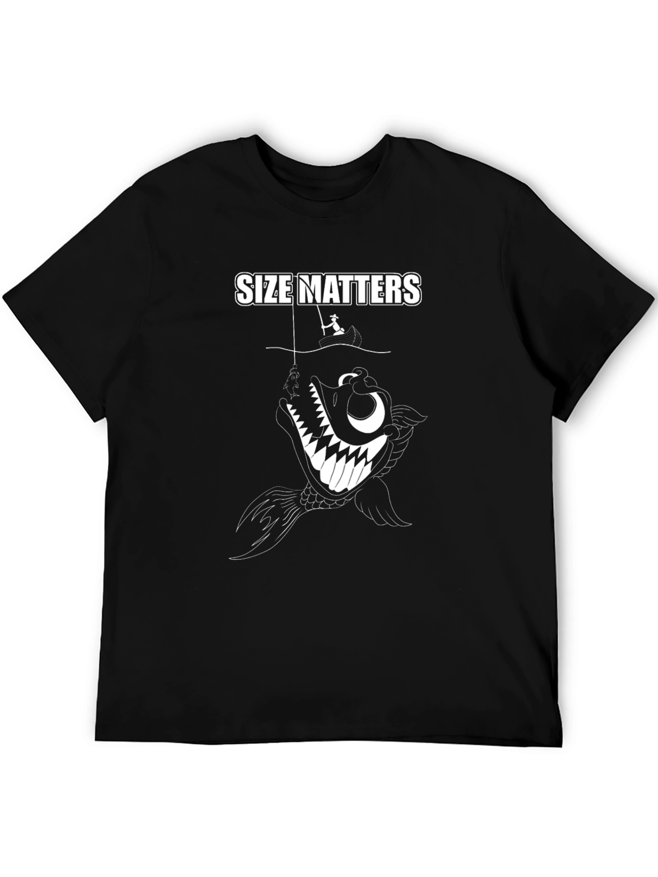 Black Size Matters Fishing Graphic Tee view 5