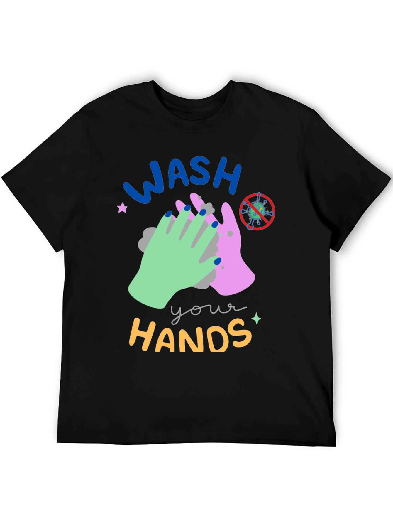 Black Wash Your Hands Graphic Tee - Black view 5