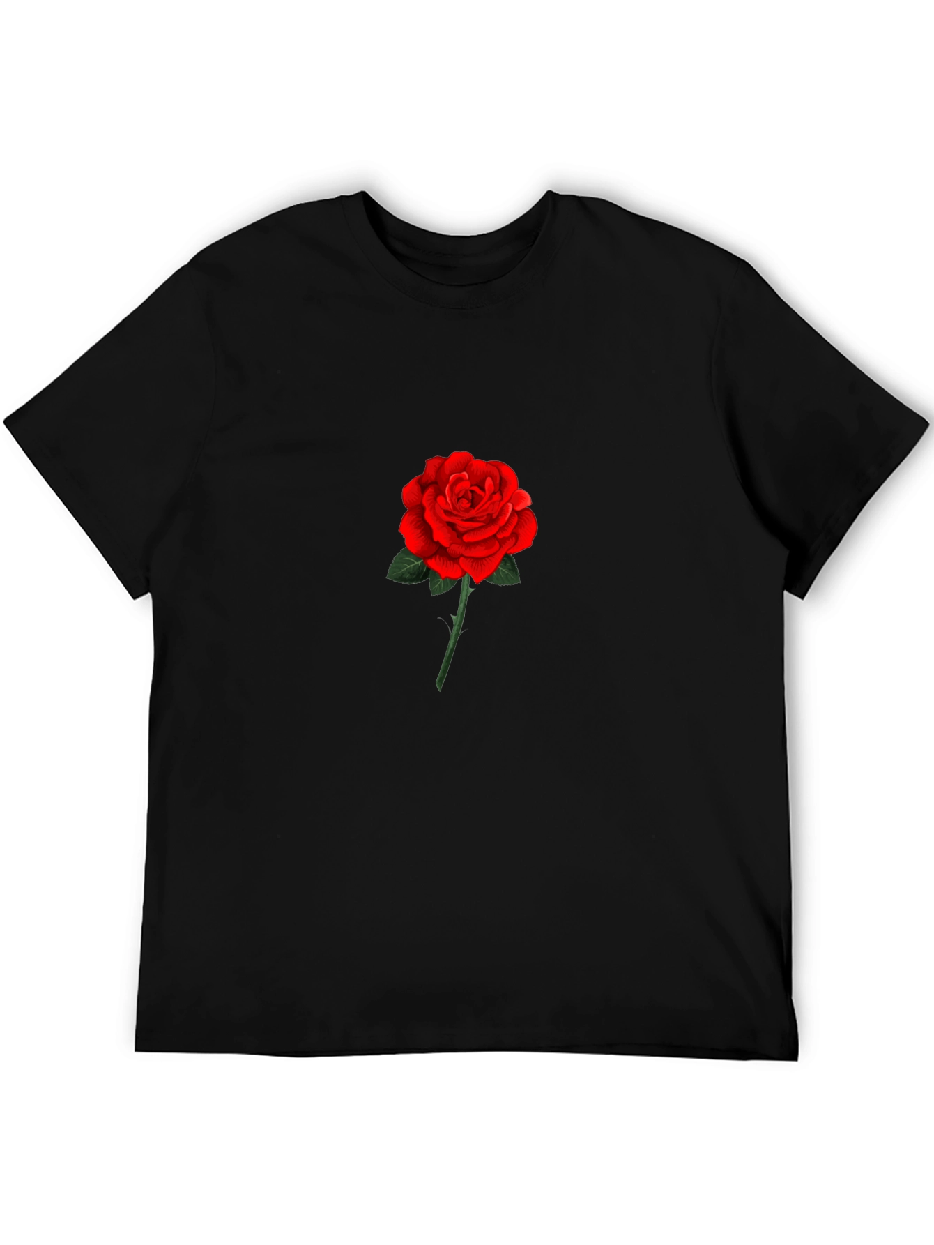 Black Red Rose Graphic T-Shirt - Stylish Floral Design view 5