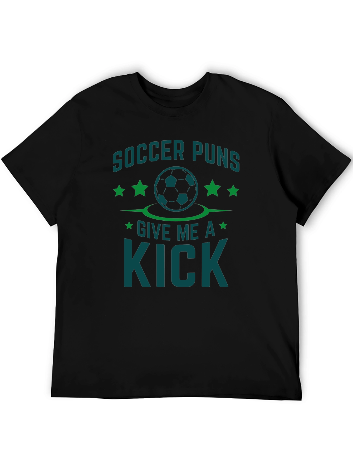 Black Soccer Puns Give Me a Kick Black T-Shirt view 5