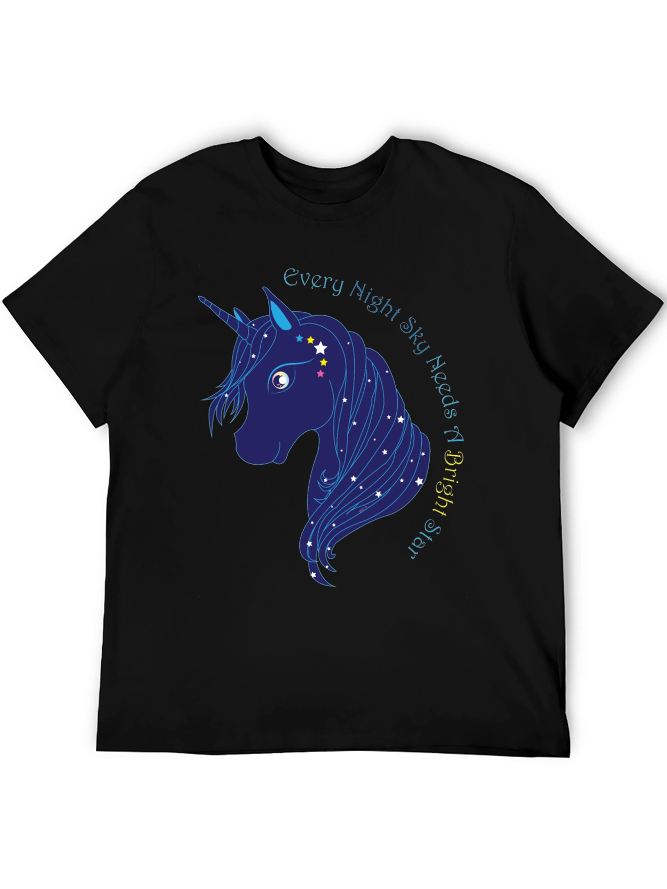 Black Every Night Sky Needs a Bright Star Unicorn T-Shirt view 5