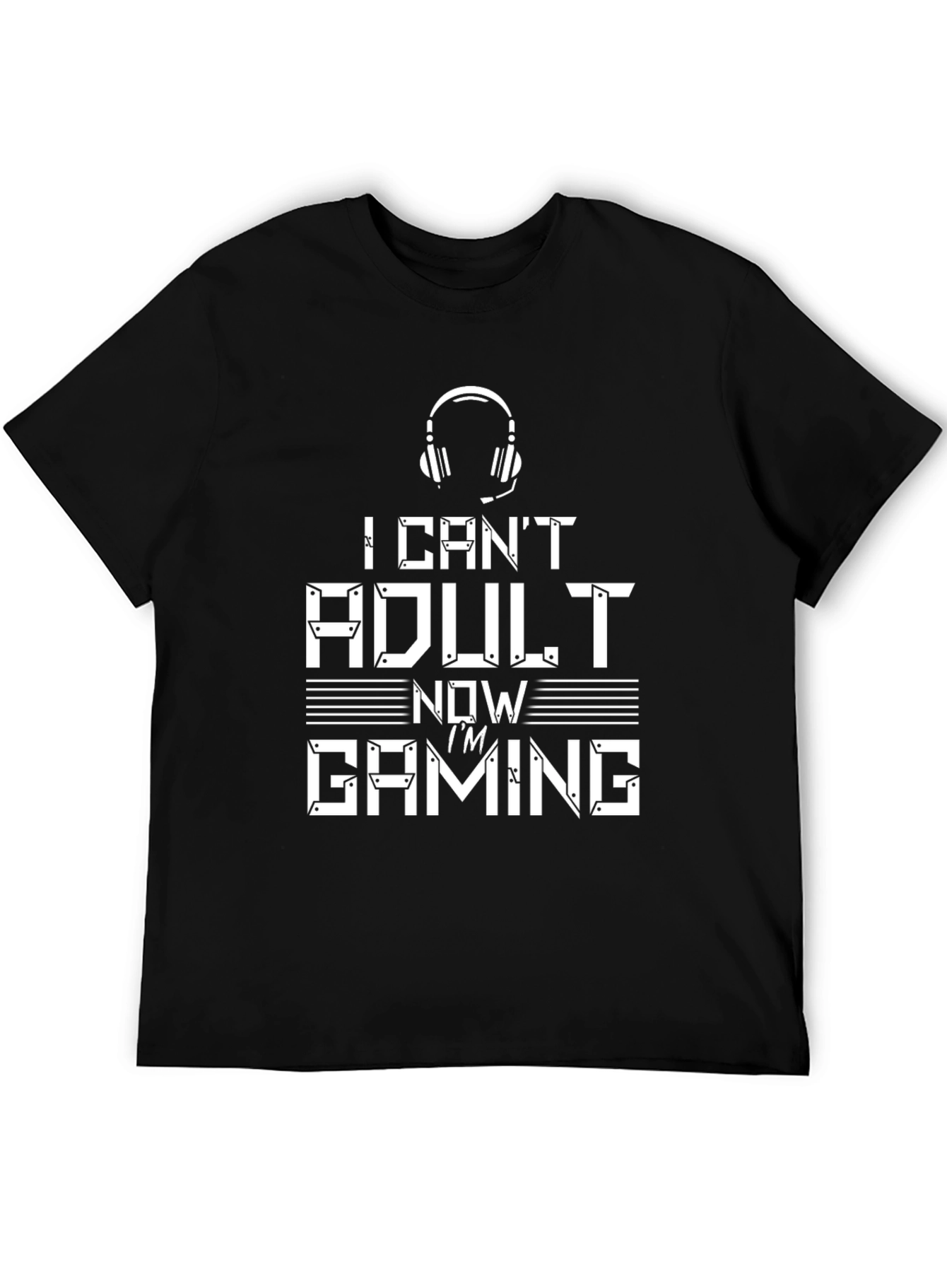 Black I Can't Adult Now I'm Gaming Black T-Shirt view 5