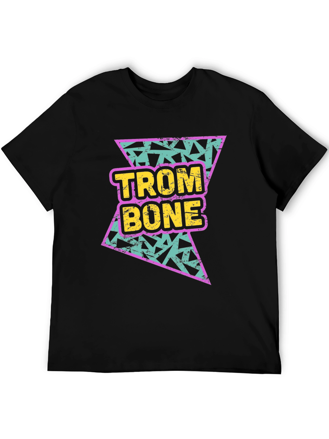 Black Retro Trombone Graphic Tee - Black Cotton T-Shirt view 5