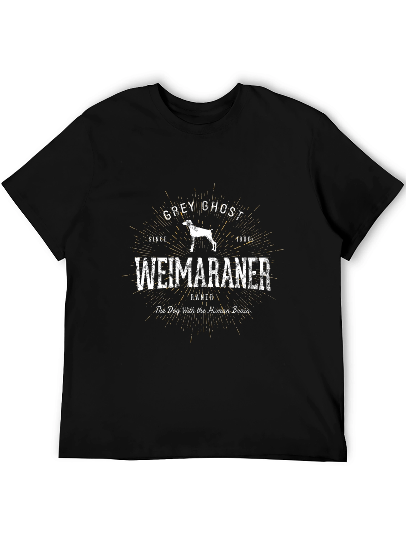 Black Grey Ghost Weimaraner Black Graphic T-Shirt view 5
