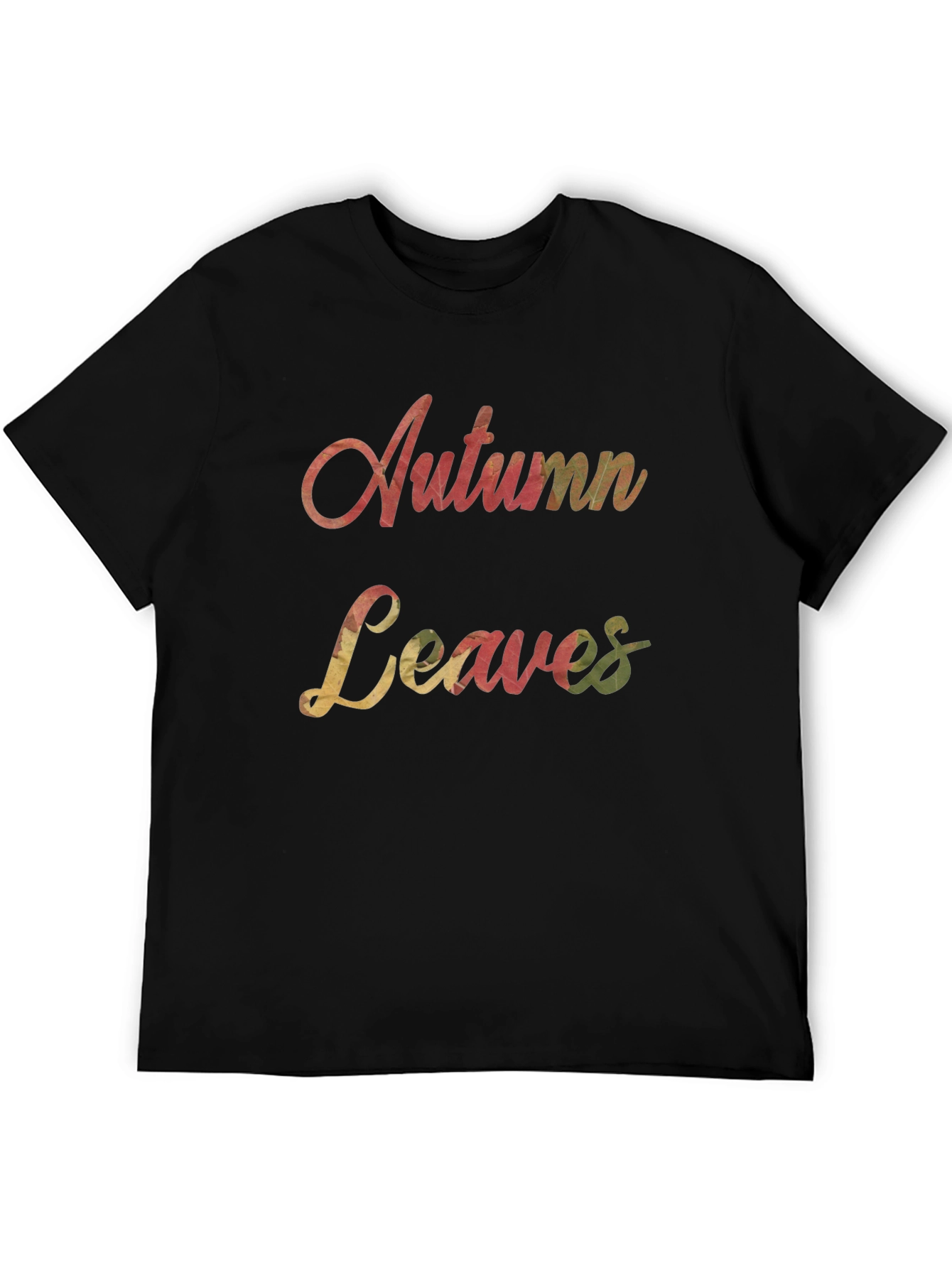 Black Autumn Leaves Graphic Print Crew Neck T-Shirt view 5