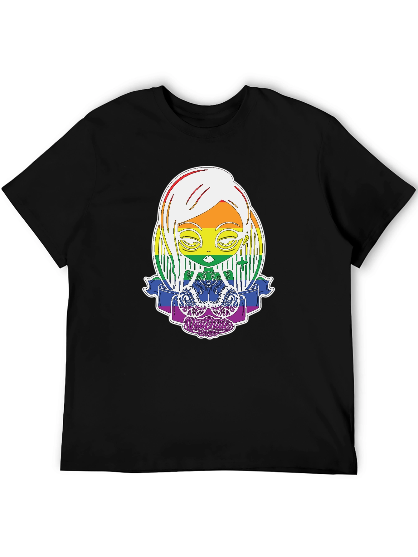 Black Rainbow Character Graphic Tee view 5