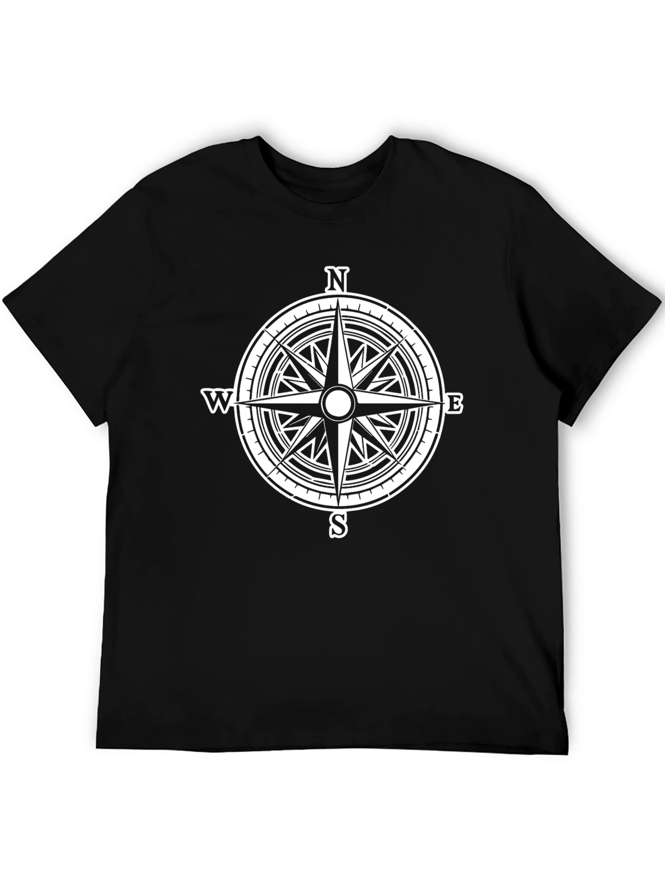 Black Compass Rose Graphic T-Shirt - Black view 5