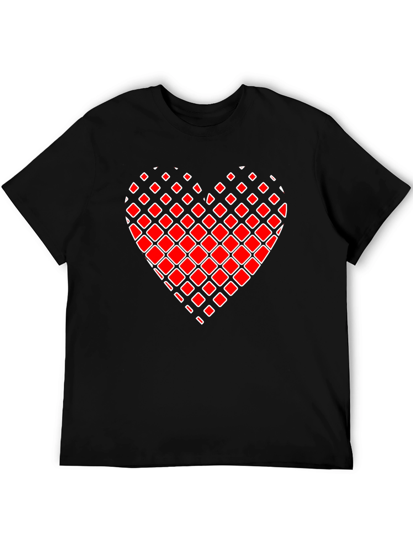 Black Red Square Heart Graphic Tee - Men's Black T-Shirt view 5