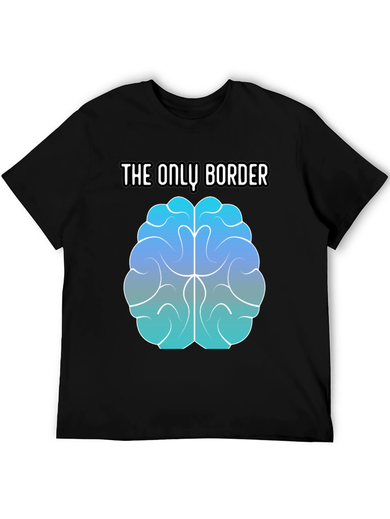 Black The Only Border Brain Graphic T-Shirt - Unisex Black Tee view 5