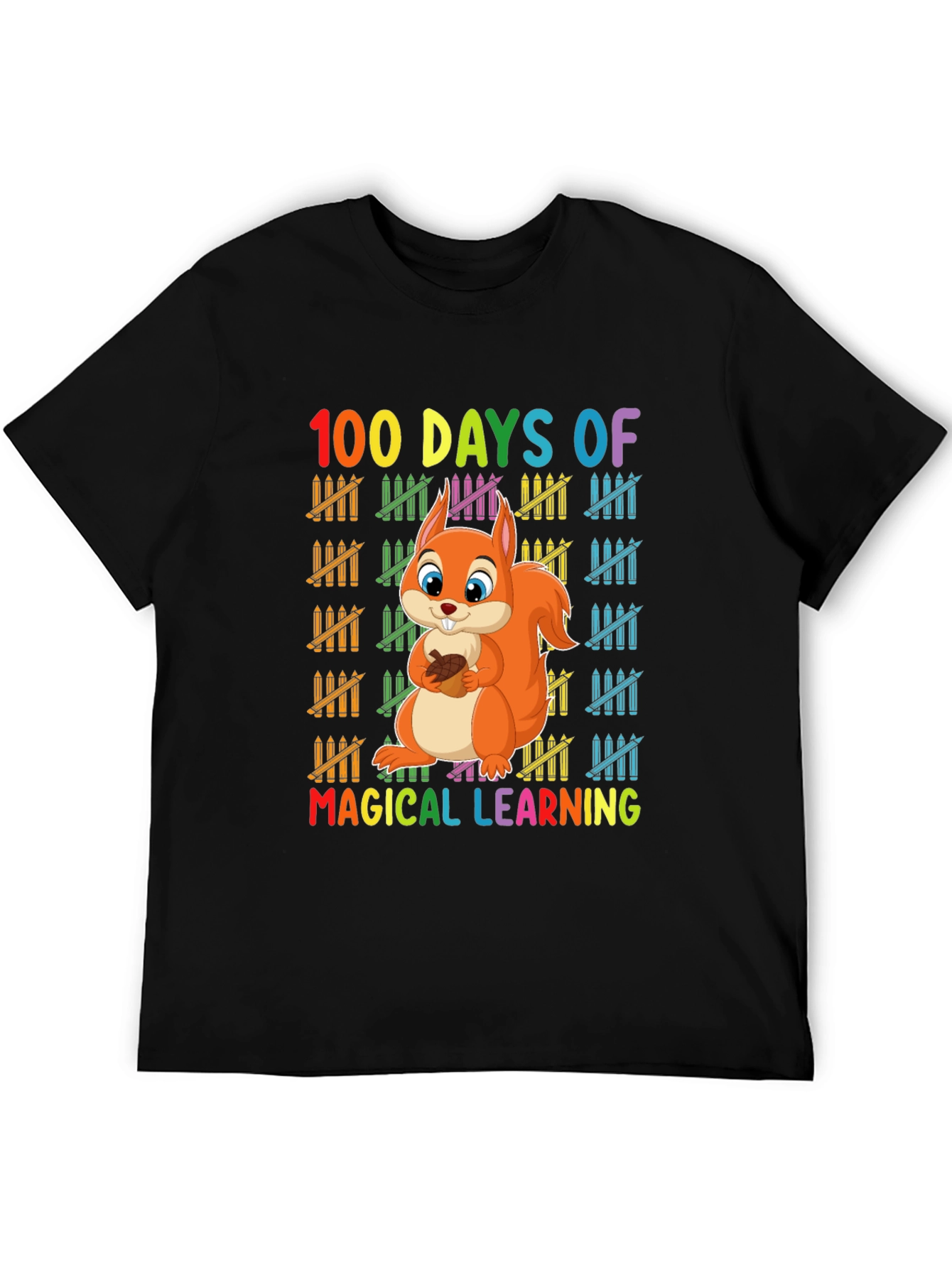 Black 100 Days of Magical Learning T-Shirt view 5