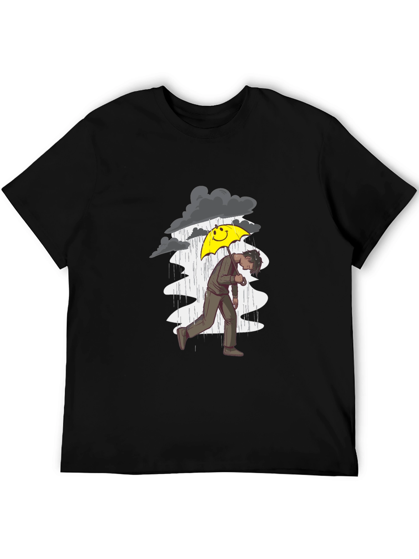 Black Rainy Day Graphic Tee - Men's Black T-Shirt view 5