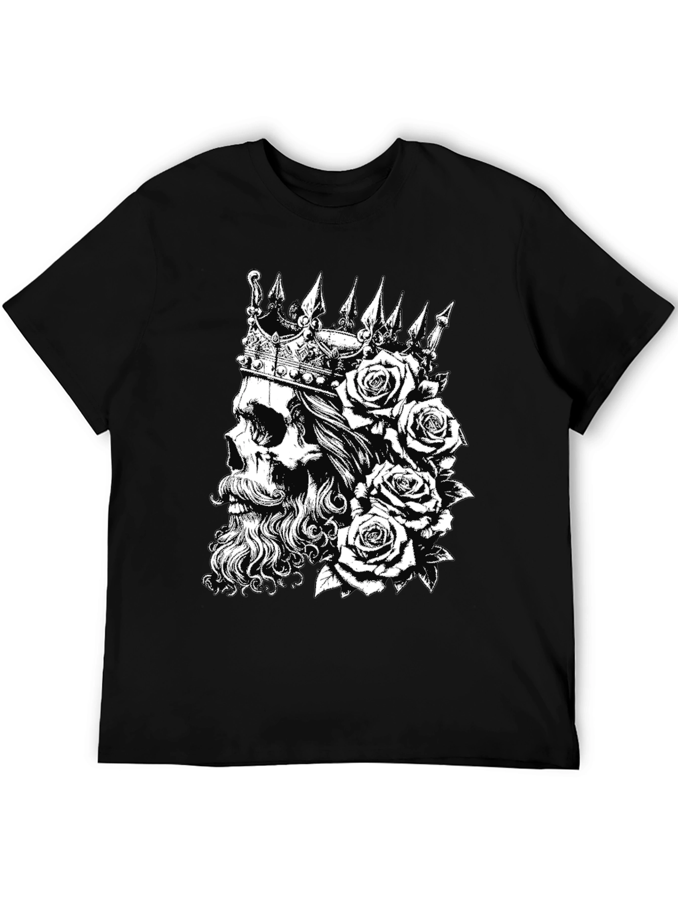 Black Skull King Rose T-Shirt - Black view 5