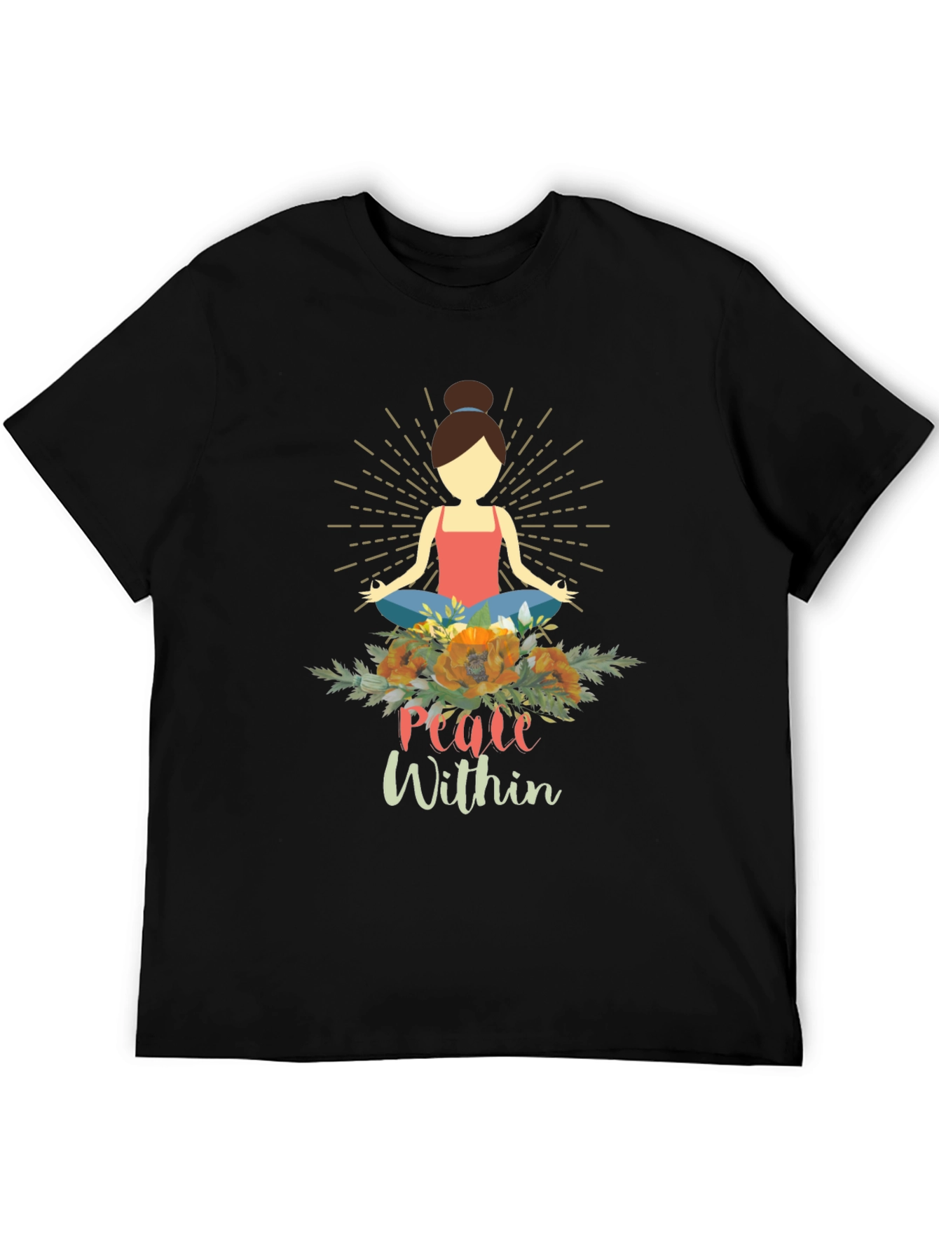 Black Peace Within Yoga Graphic T-Shirt view 5
