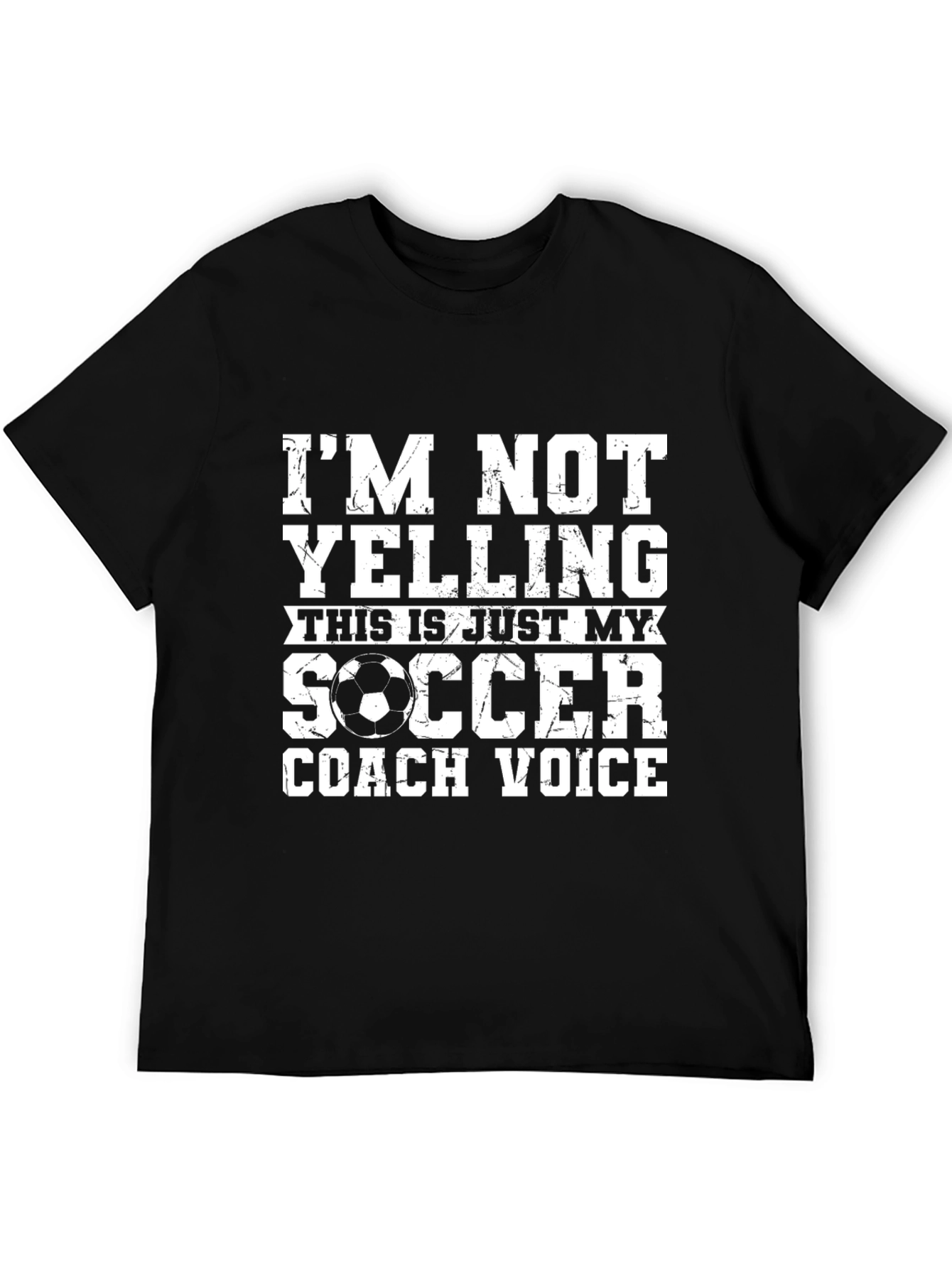 Black Soccer Coach T-Shirt: I'm Not Yelling - Coach Voice view 5