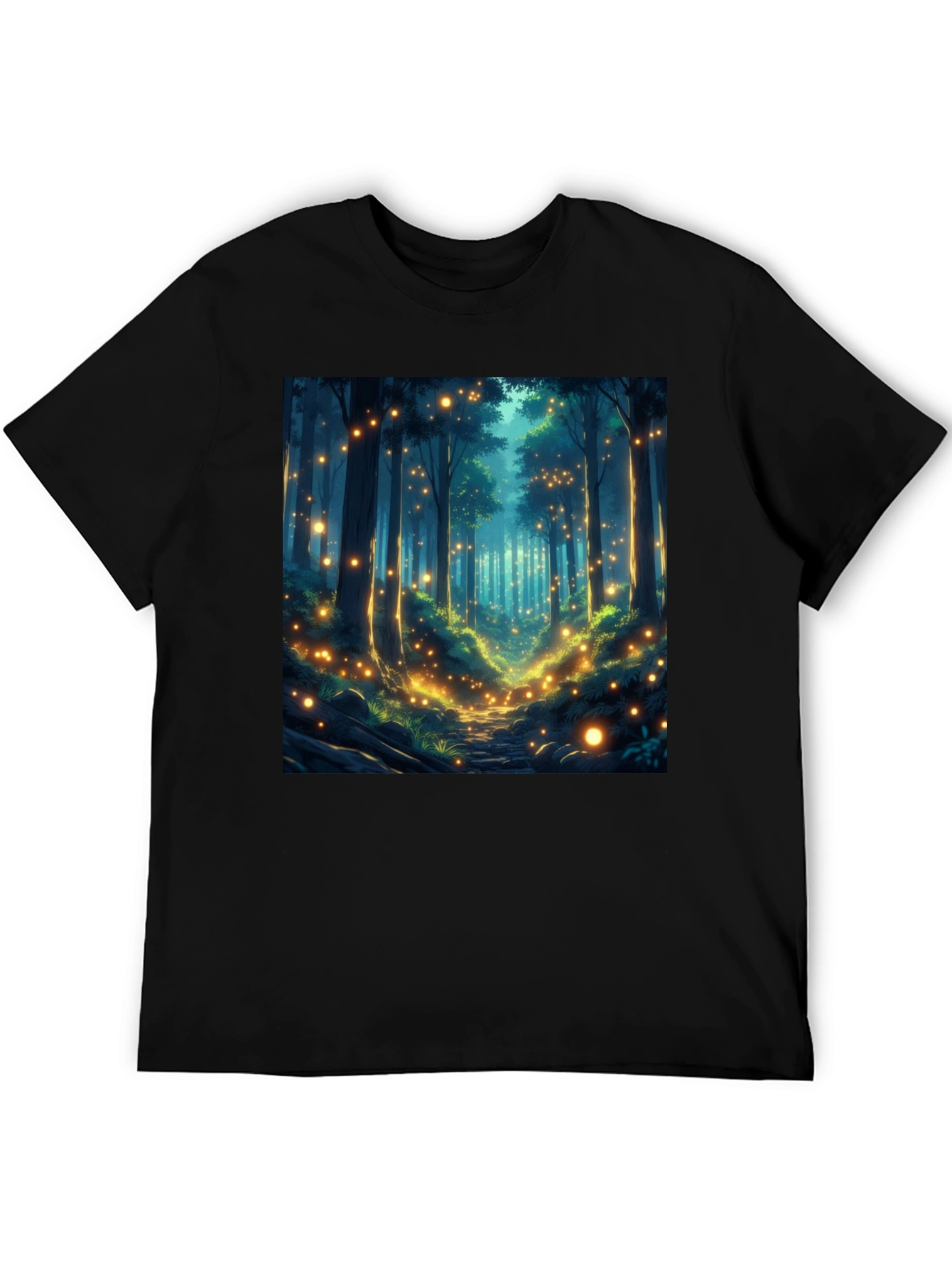 Black Enchanted Forest T-Shirt - Mystical Woodland Design view 5