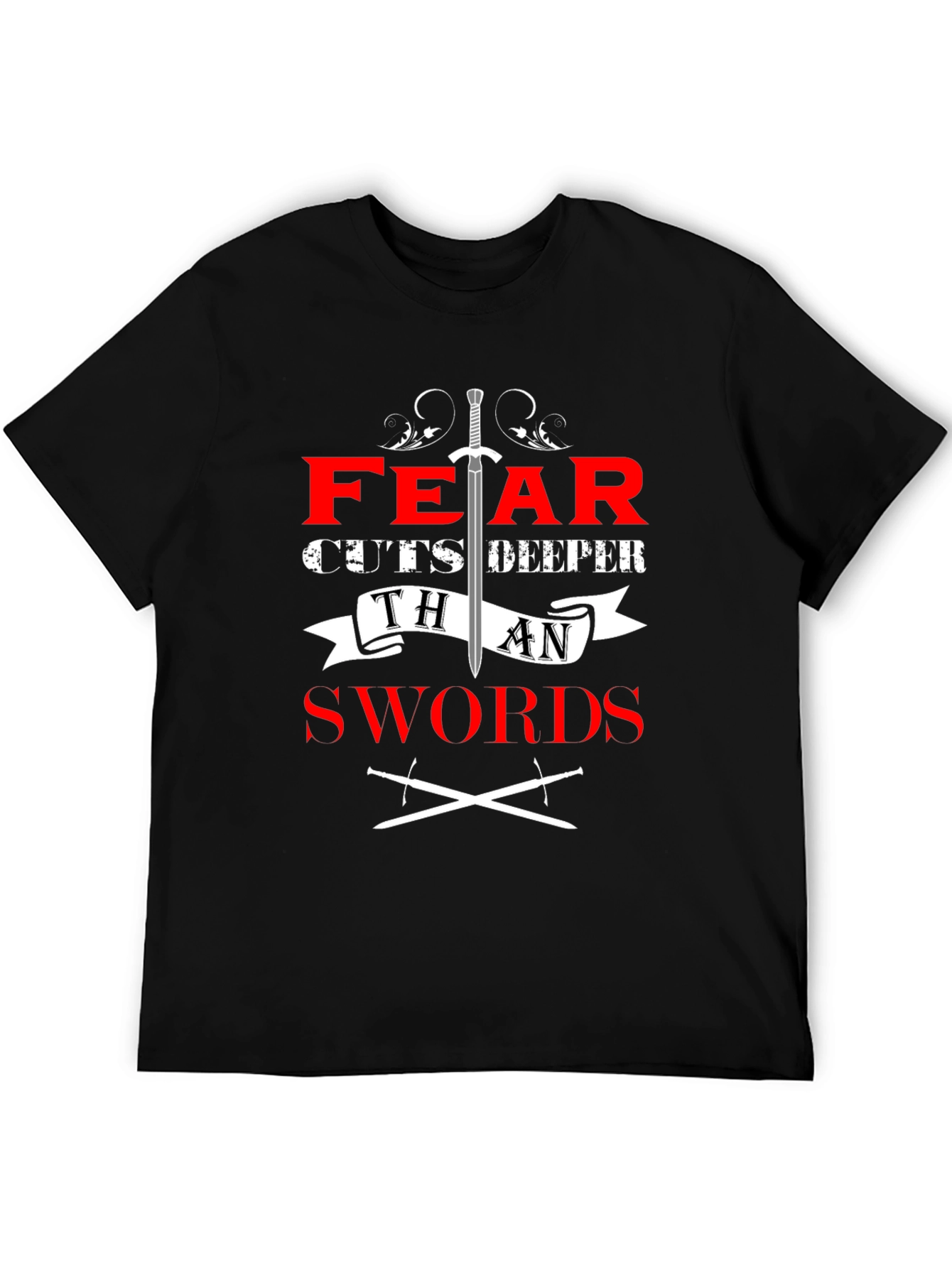 Black Fear Cuts Deeper Than Swords Graphic Tee view 5