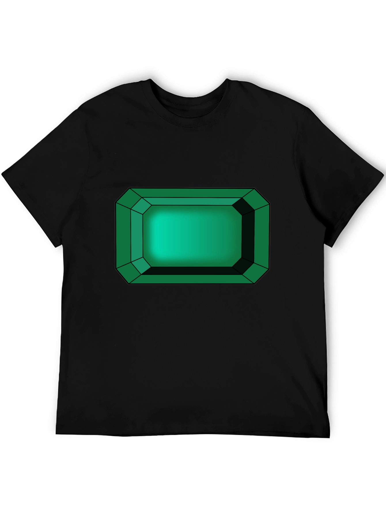 Black Emerald Gemstone Graphic Tee - Black Cotton T-Shirt view 5