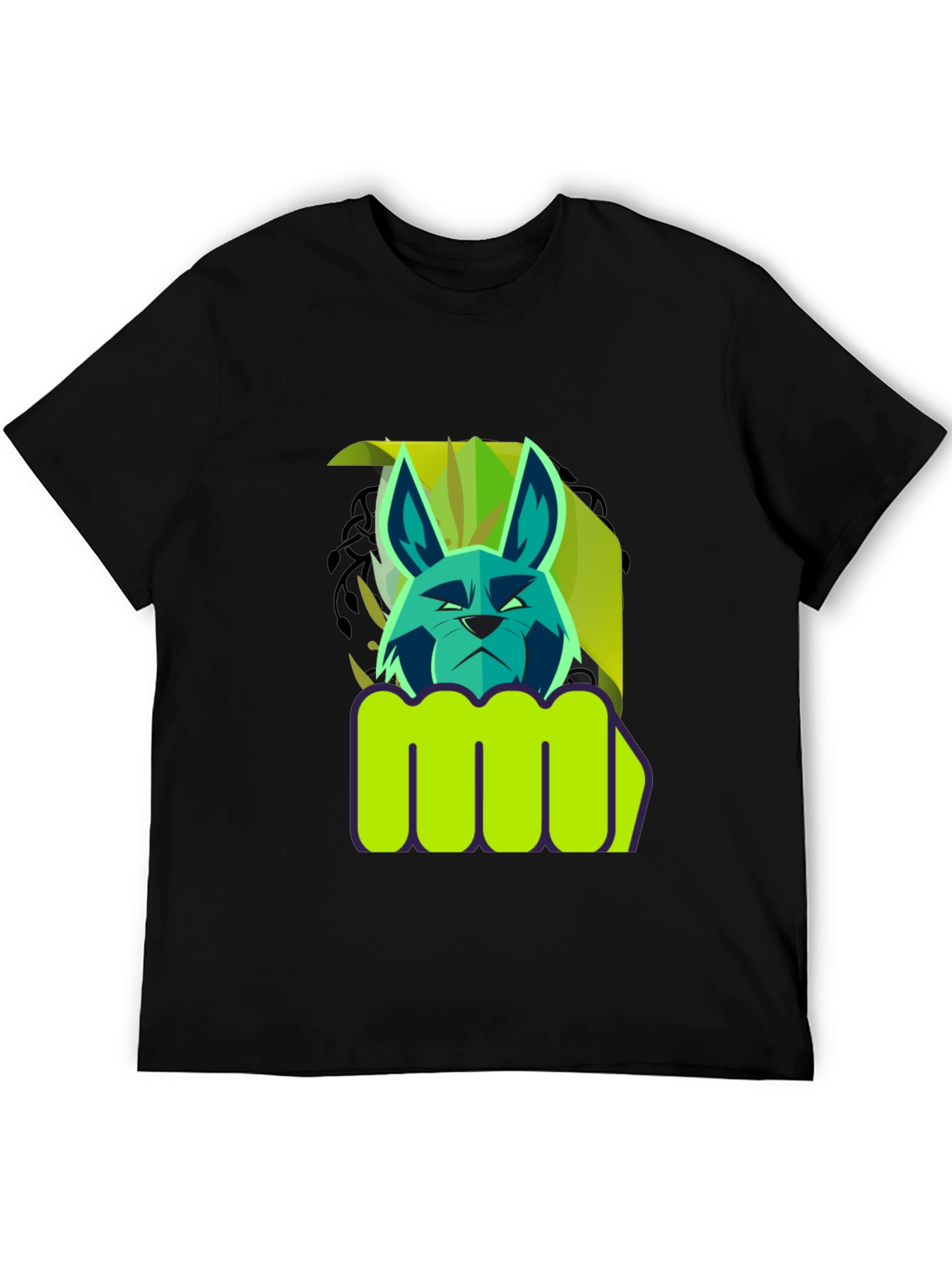 Black Cool Cat Fist Graphic Tee - Black Cotton Blend view 5