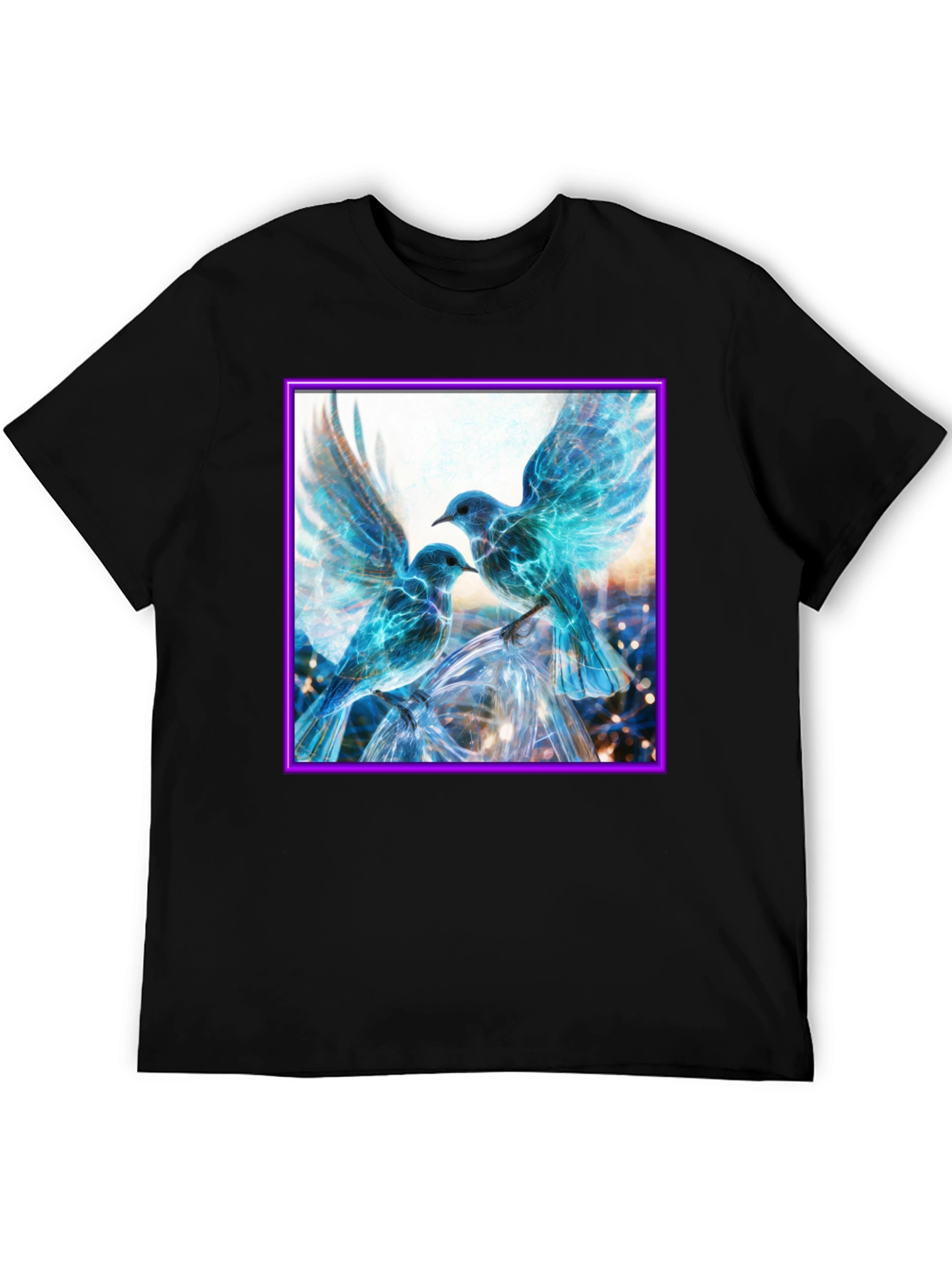 Black Electric Blue Bird T-Shirt view 5