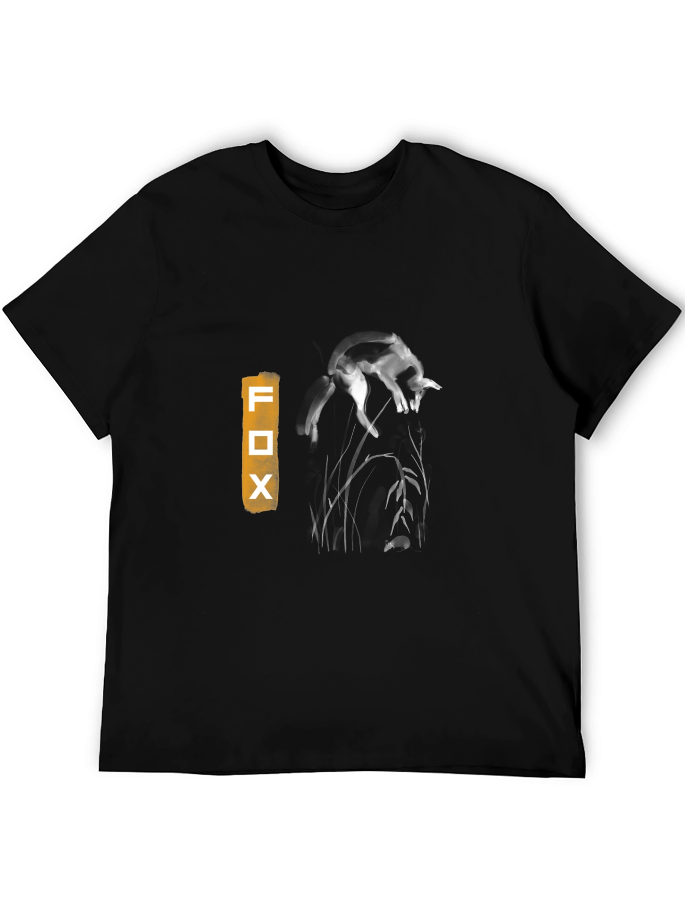 Black Fox Graphic Print T-Shirt - Black view 5