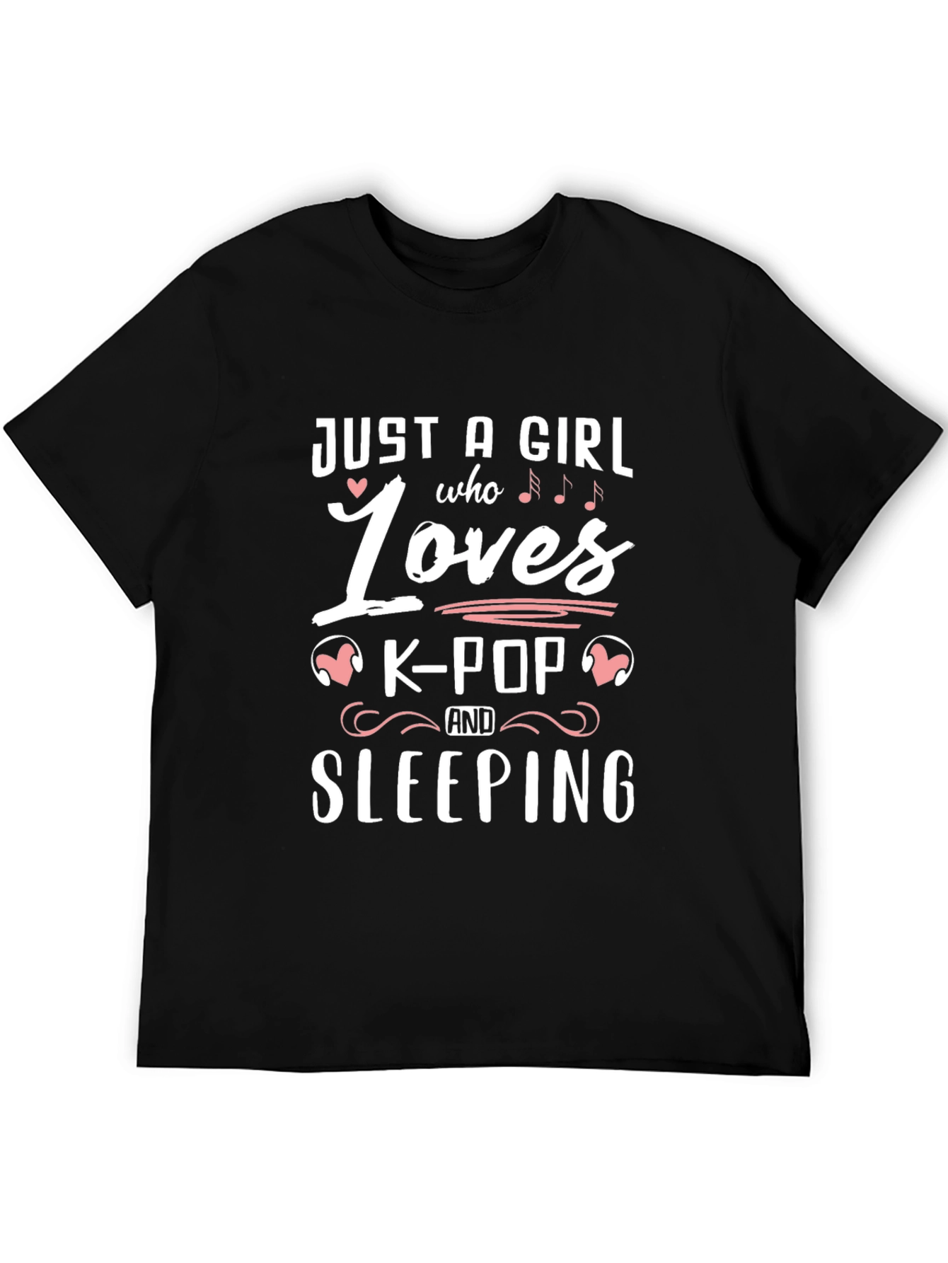Black K-Pop & Sleeping Graphic T-Shirt view 5