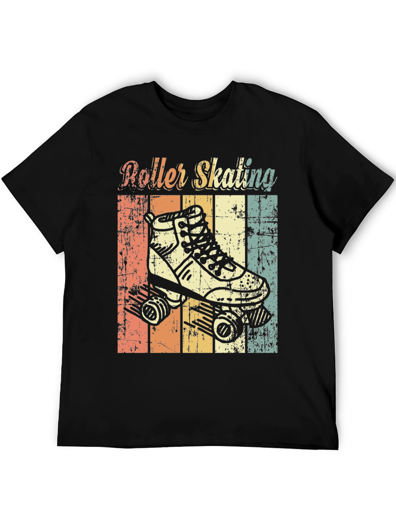 Black Retro Roller Skating T-Shirt view 5