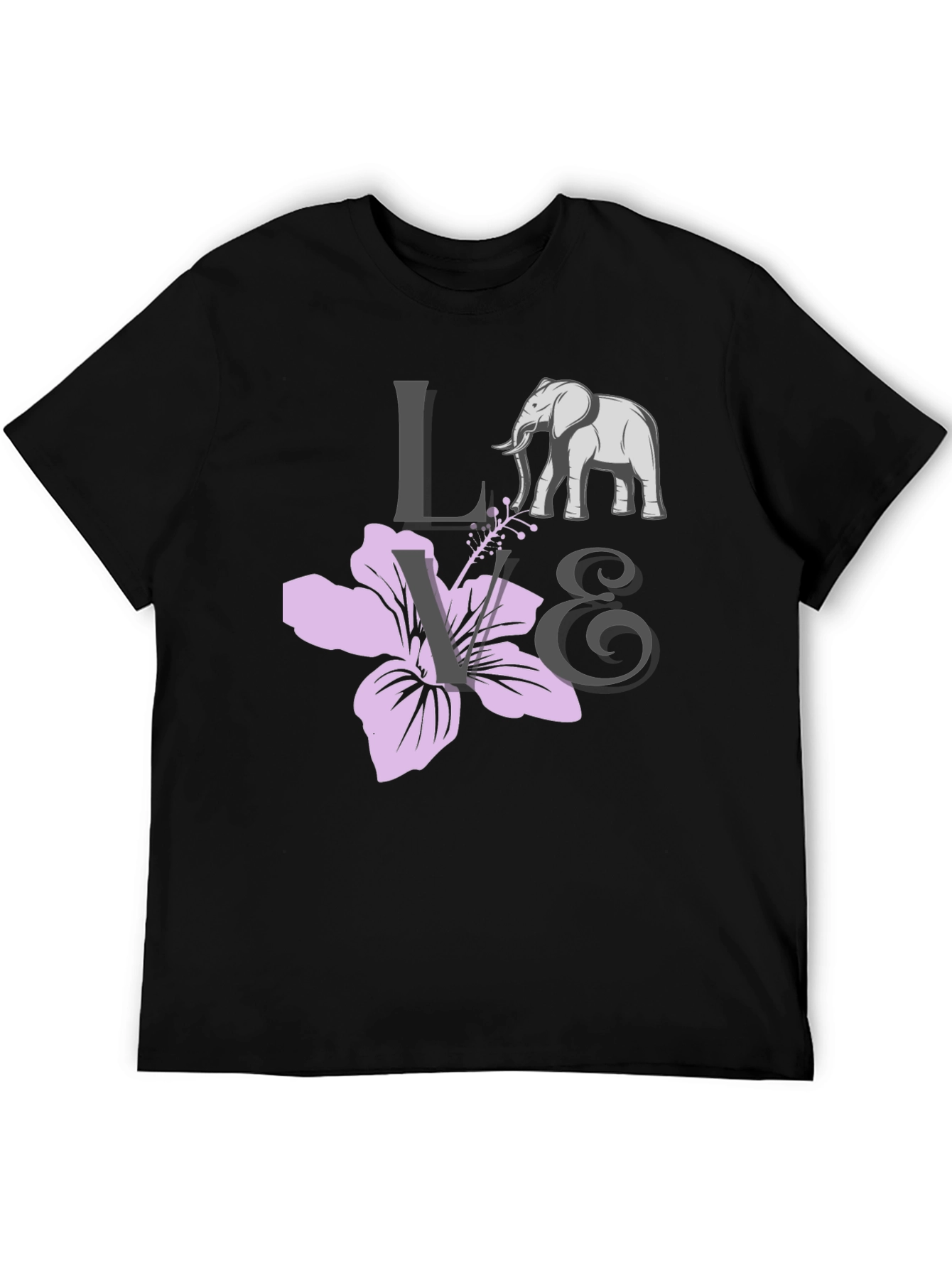 Black Love Elephants Black Graphic Tee view 5
