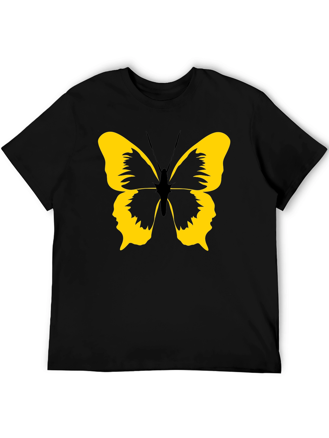 Black Black Tee with Yellow Butterfly Graphic view 5