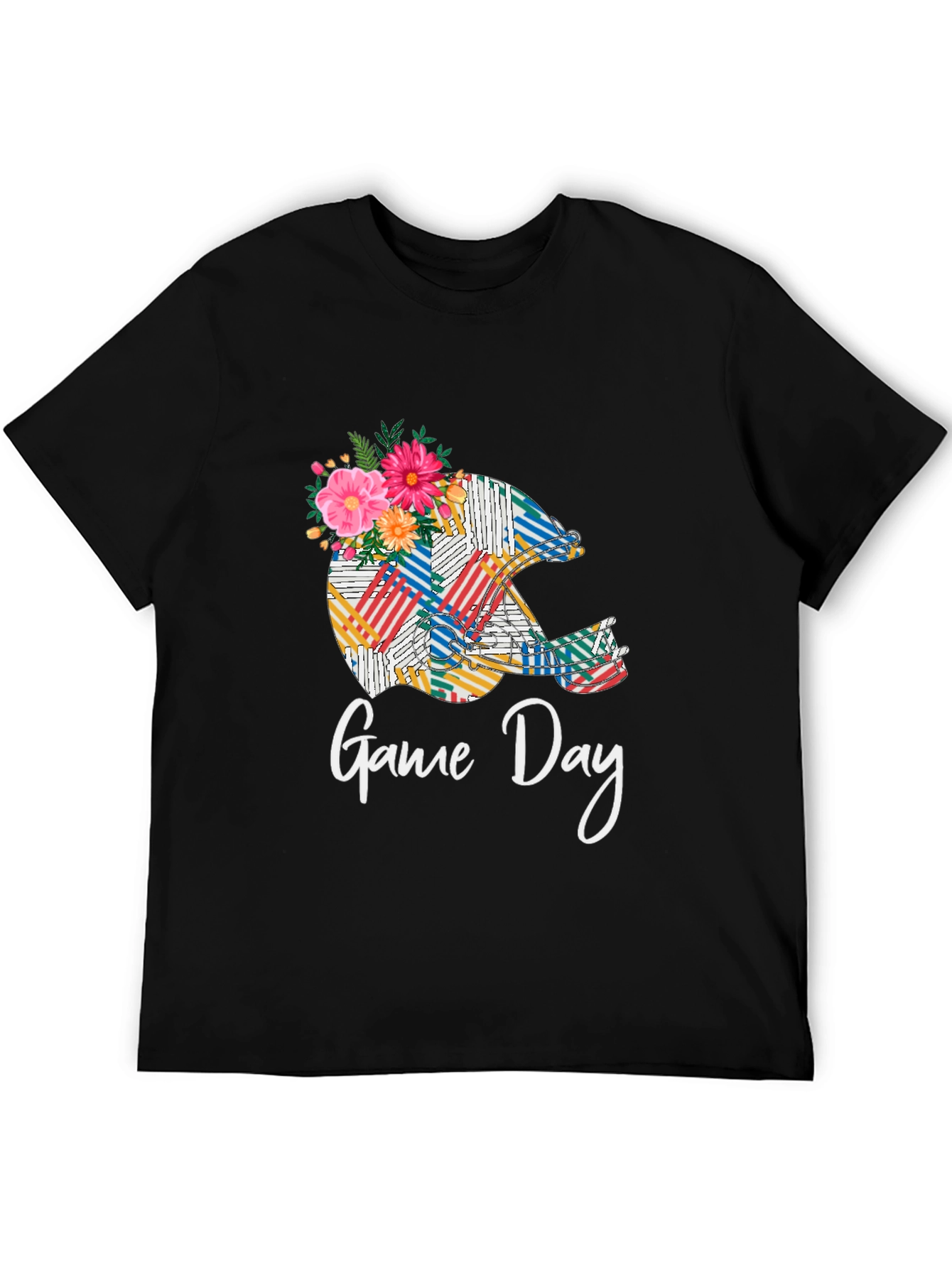Black Game Day Helmet Floral Black T-Shirt view 5