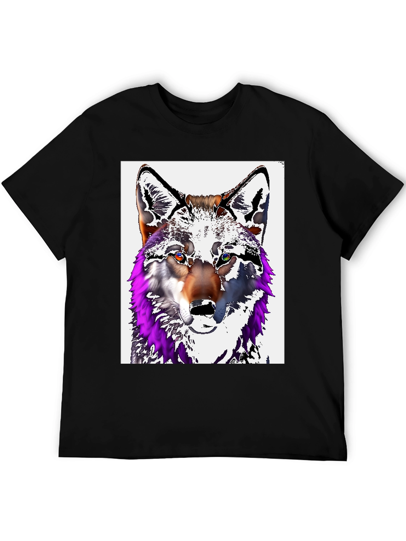 Black Wolf Graphic Tee - Men's Black Cotton T-Shirt view 5