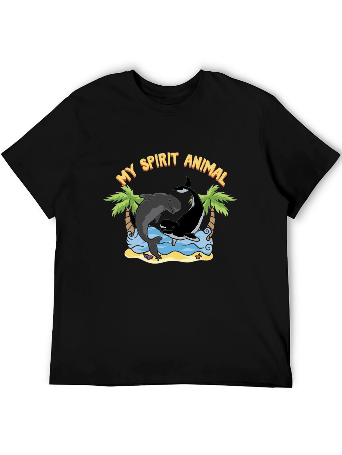 Black My Spirit Animal Dolphin Orca T-Shirt view 5