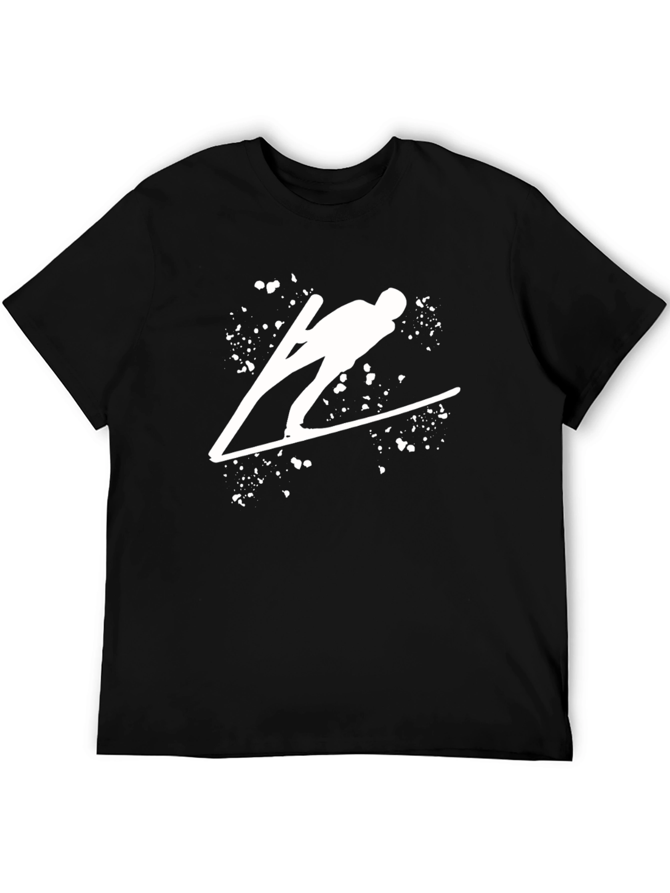 Black Ski Jumping T-Shirt: Graphic Tee for Winter Sports view 5