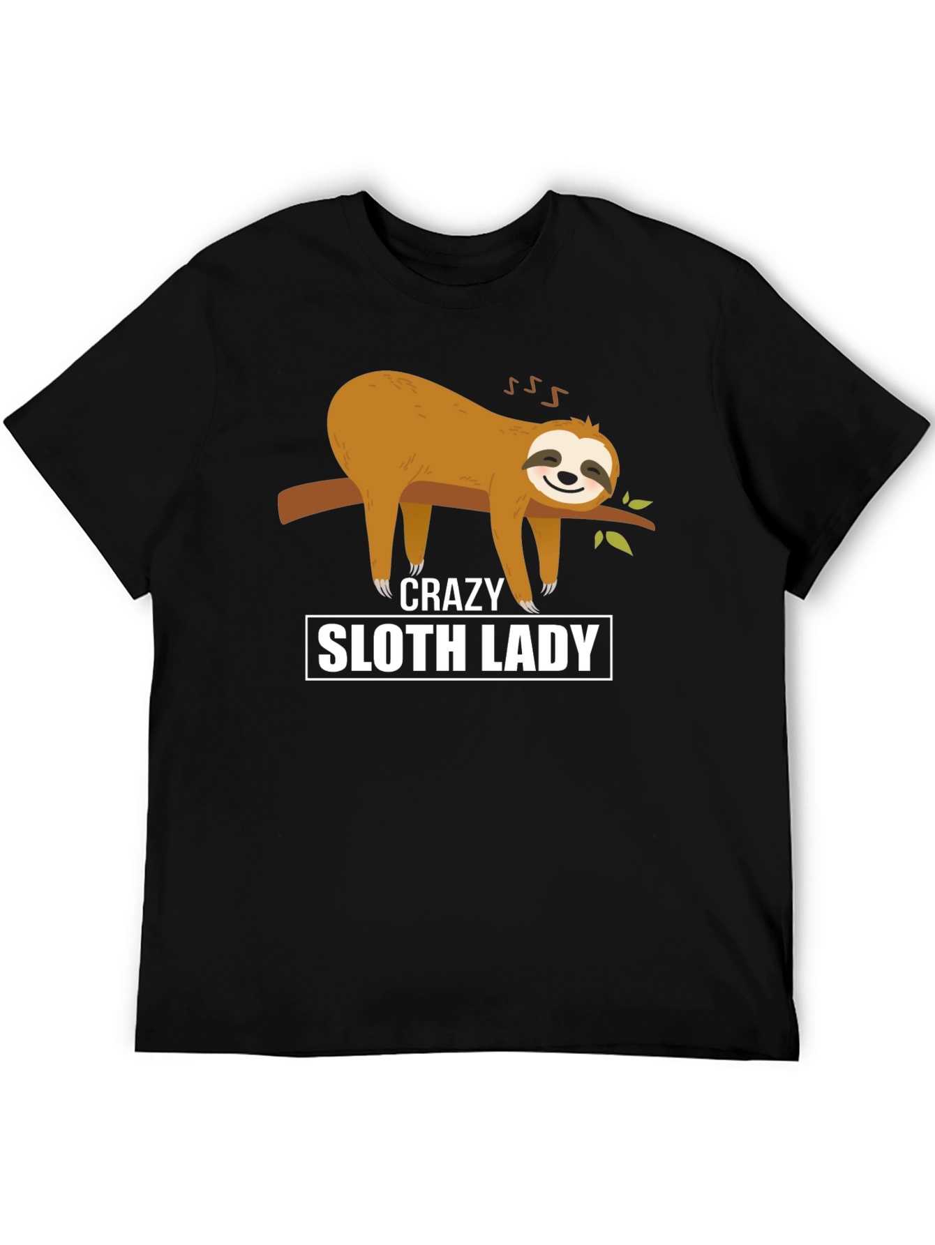 Black Crazy Sloth Lady Graphic Tee view 5