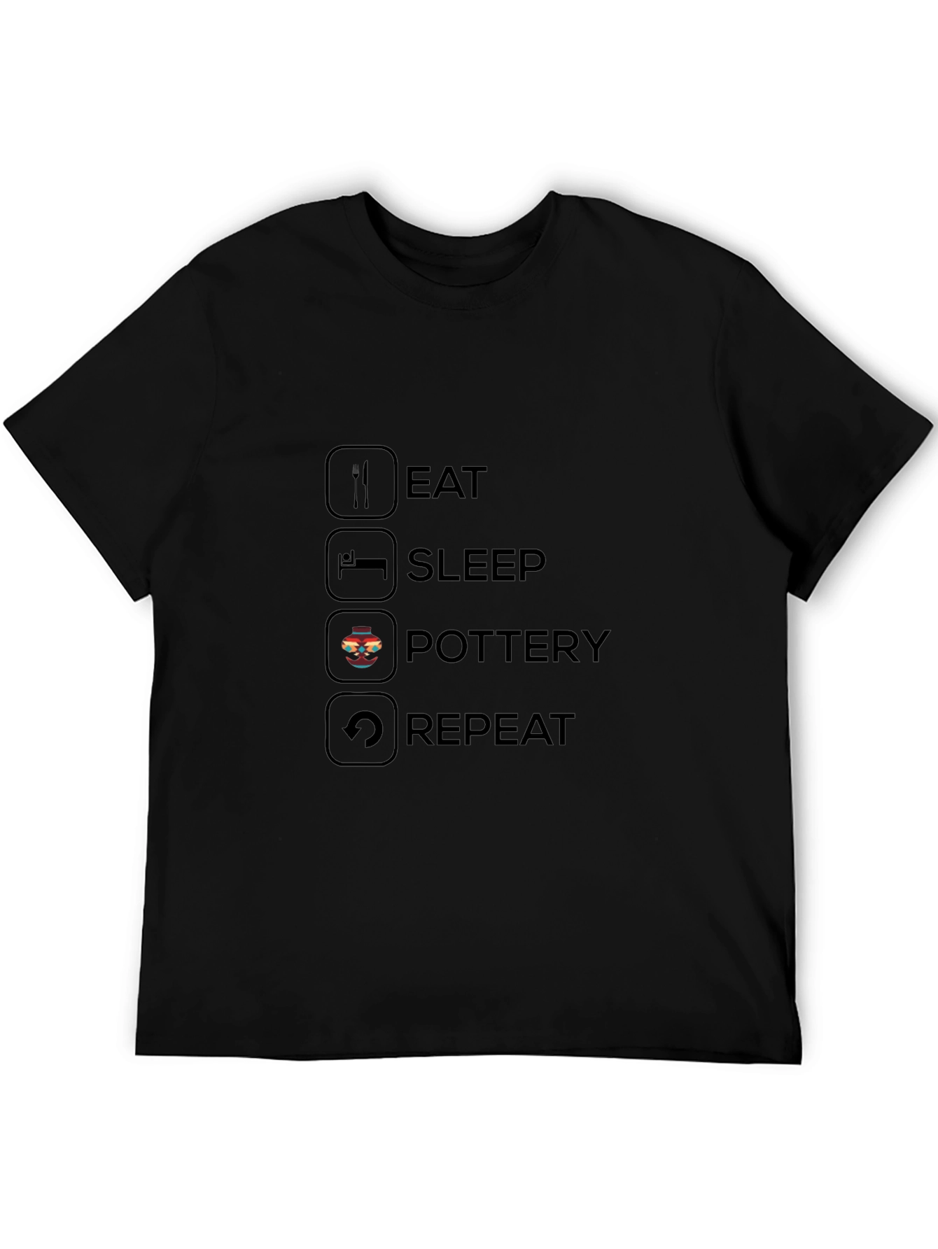 Black Eat Sleep Pottery Repeat T-Shirt view 5