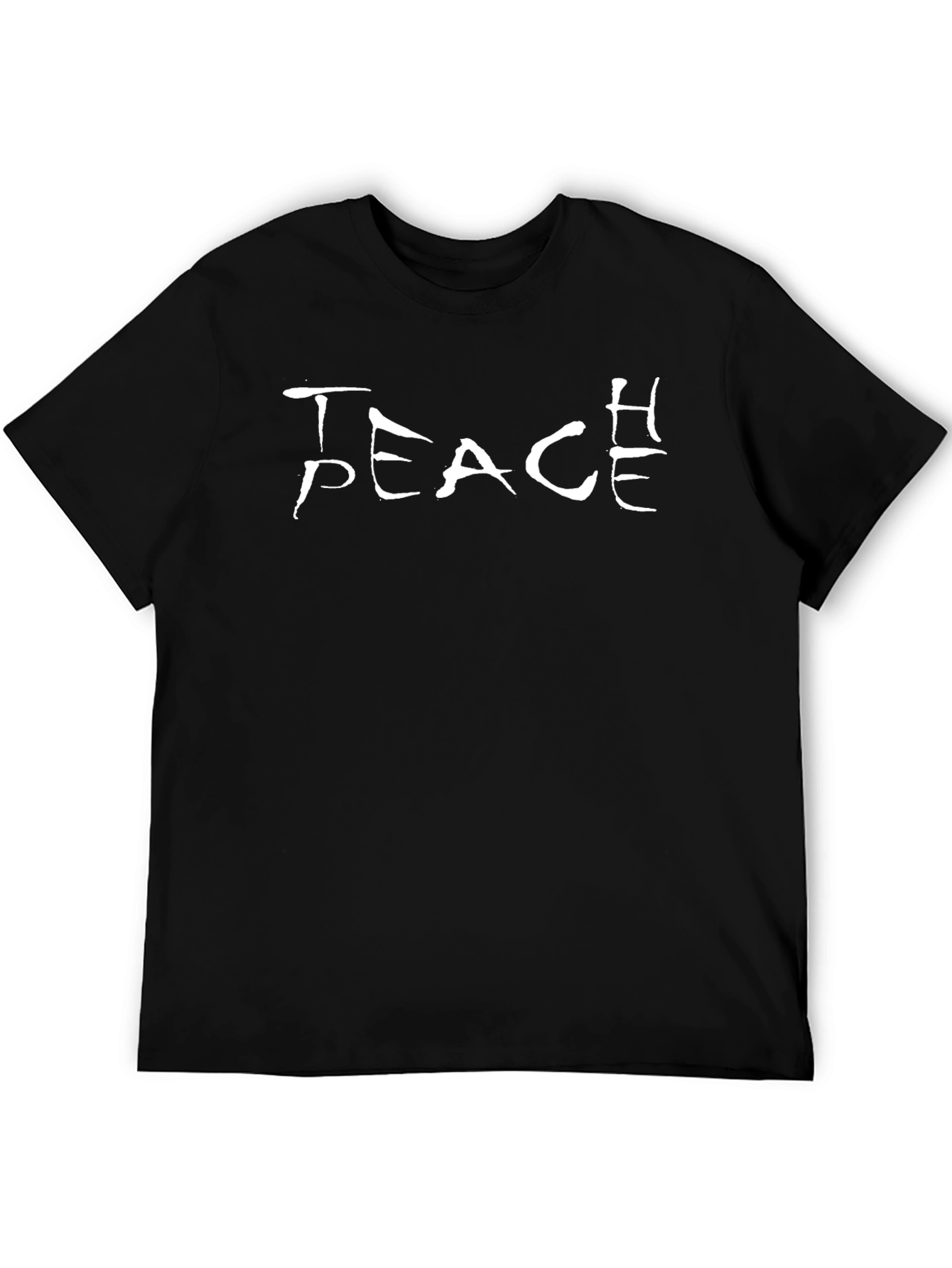 Black Peace T-Shirt - Black Crew Neck Tee view 5
