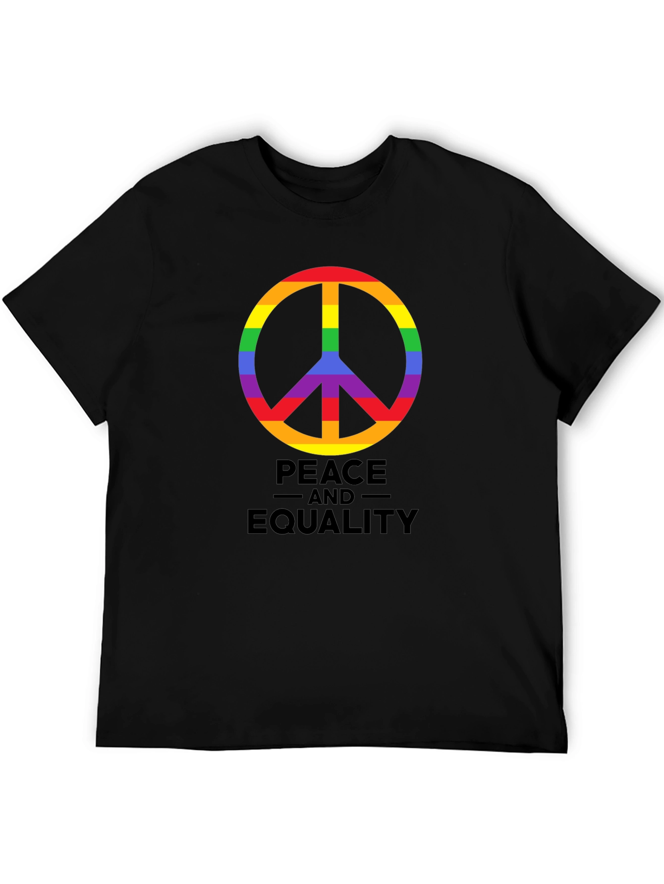 Black Peace and Equality Rainbow Pride T-Shirt view 5