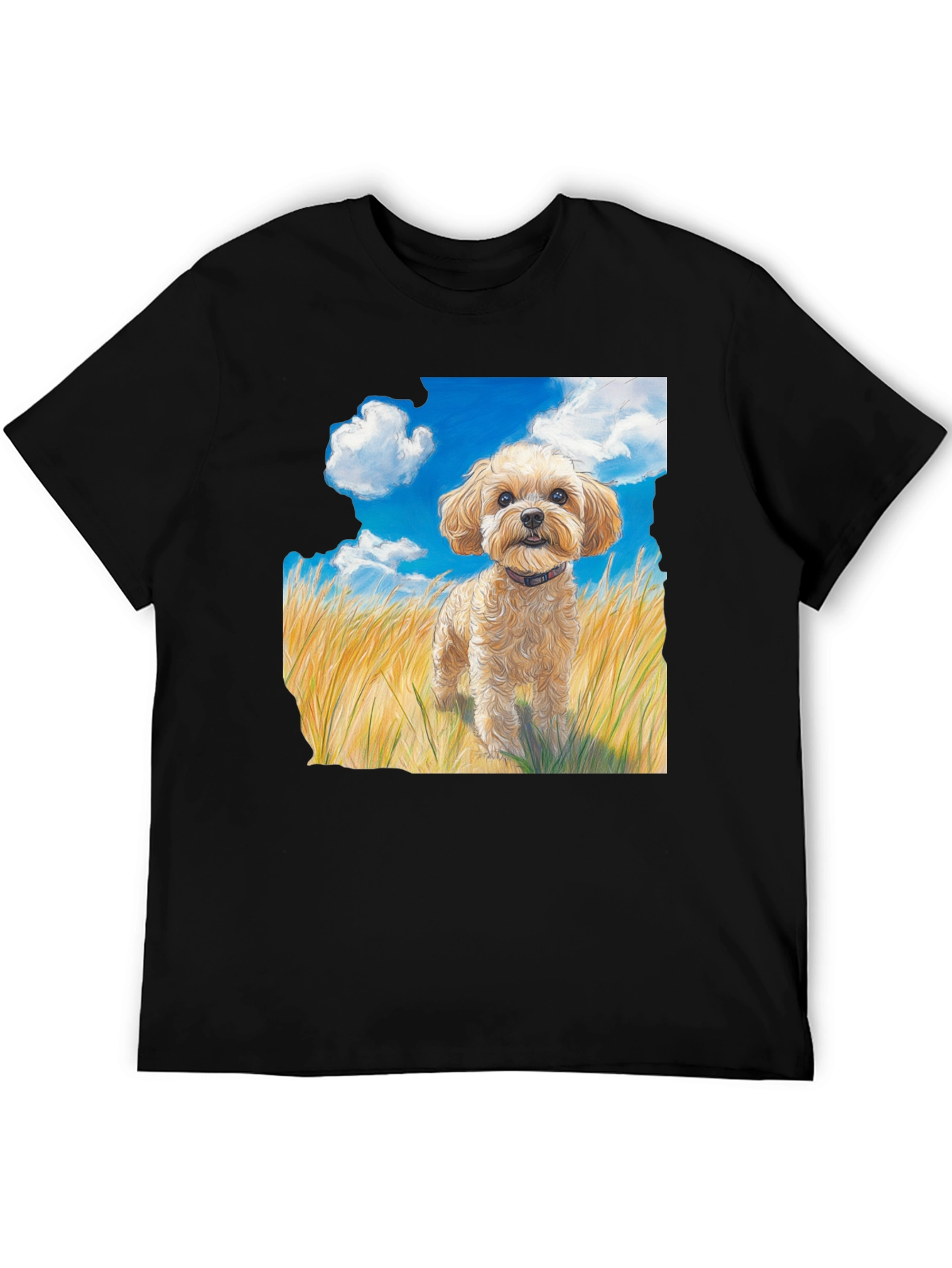 Black Dog in Field Graphic T-Shirt view 5