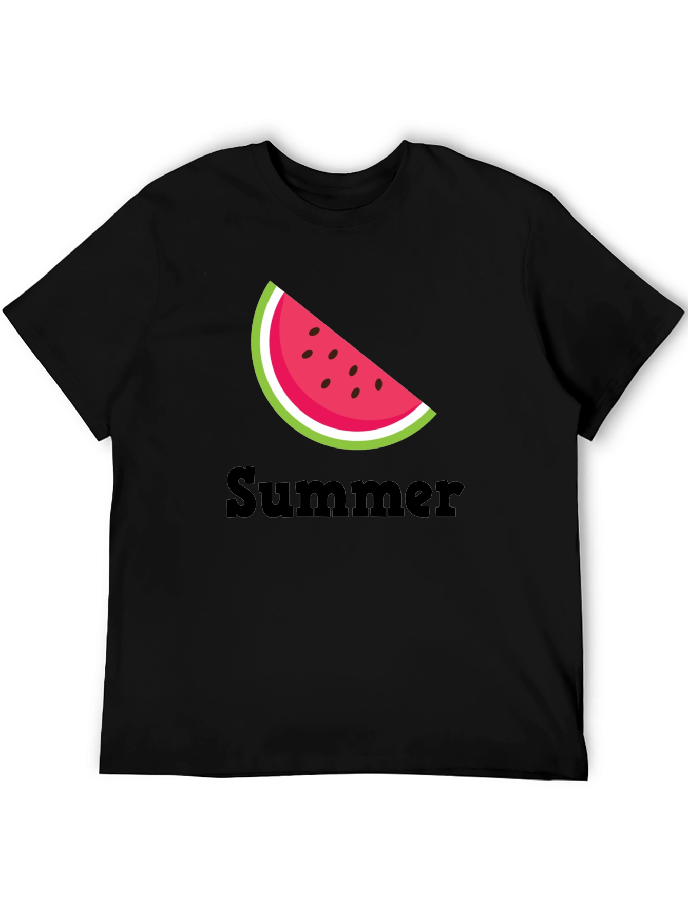 Black Summer Watermelon Slice Black T-Shirt view 5