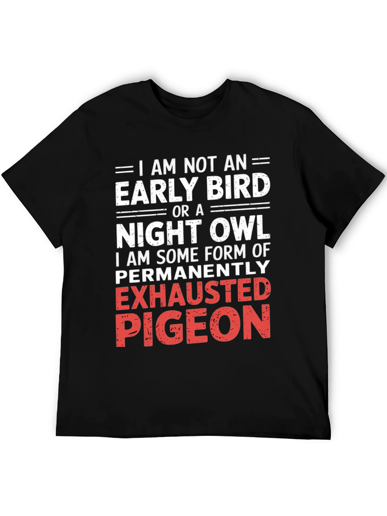 Black Exhausted Pigeon Graphic Tee - Funny Novelty Shirt view 5