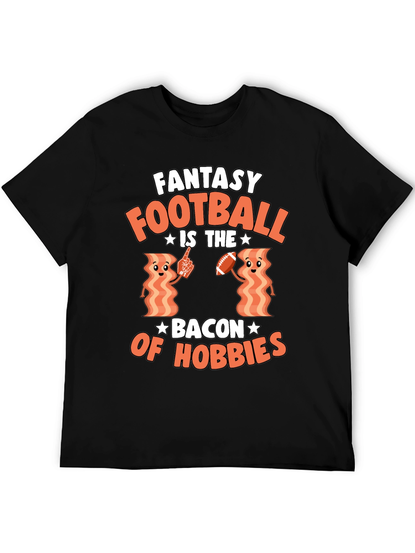 Black Fantasy Football Bacon Hobbies T-Shirt view 5