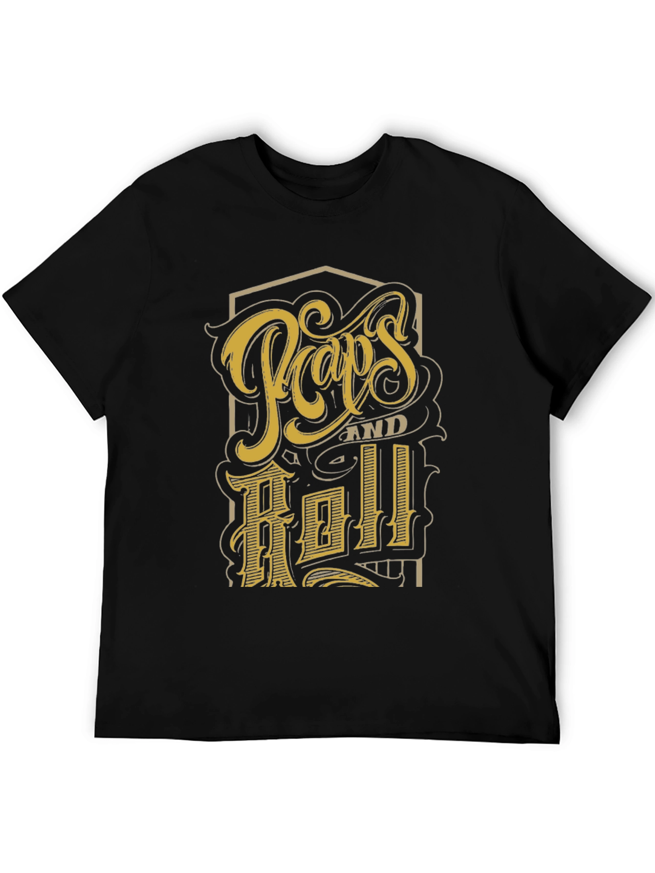 Black Retro "Pops and Roll" Graphic Print Black T-Shirt view 5