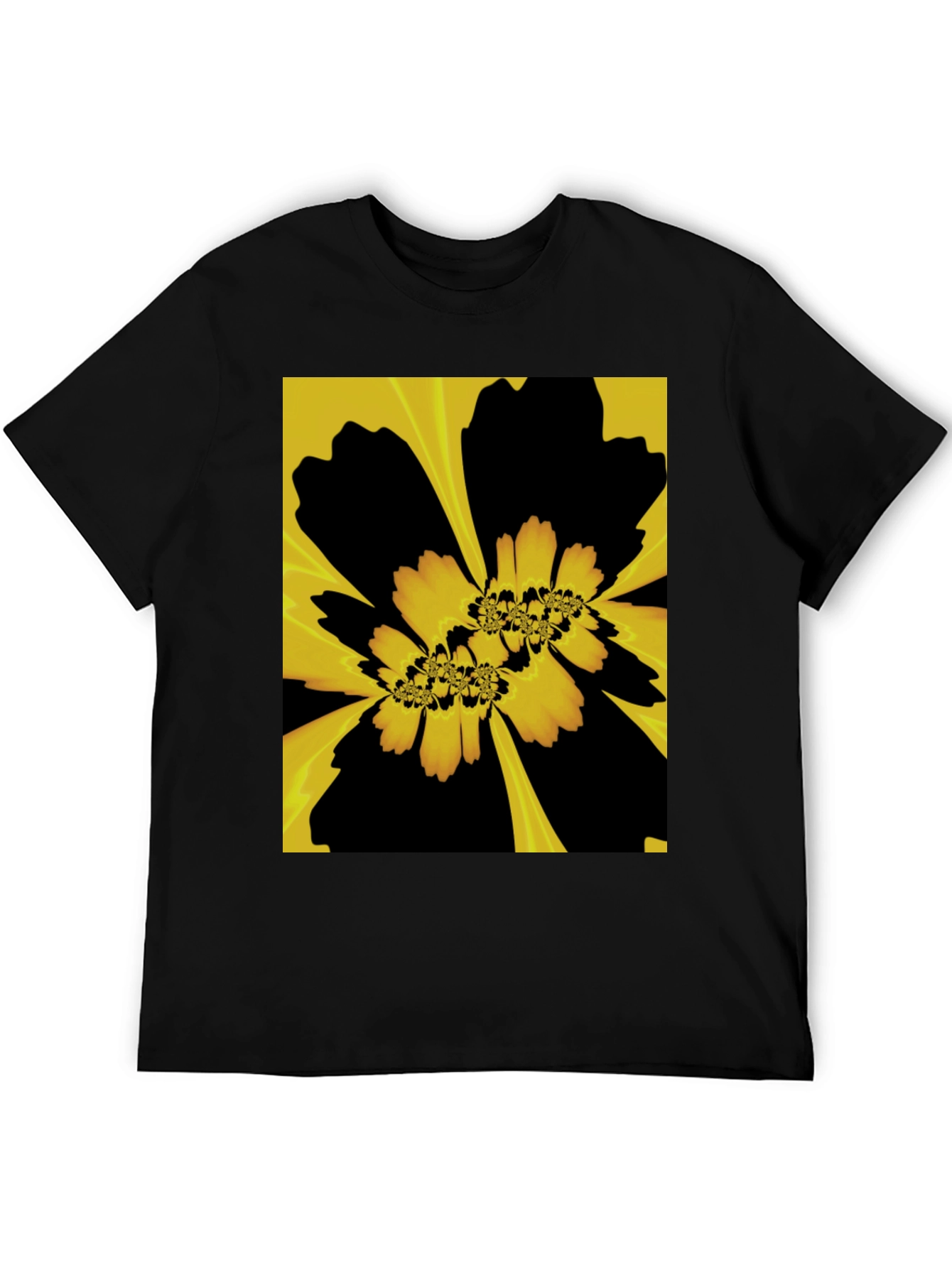 Black Abstract Floral Graphic Black T-Shirt view 5