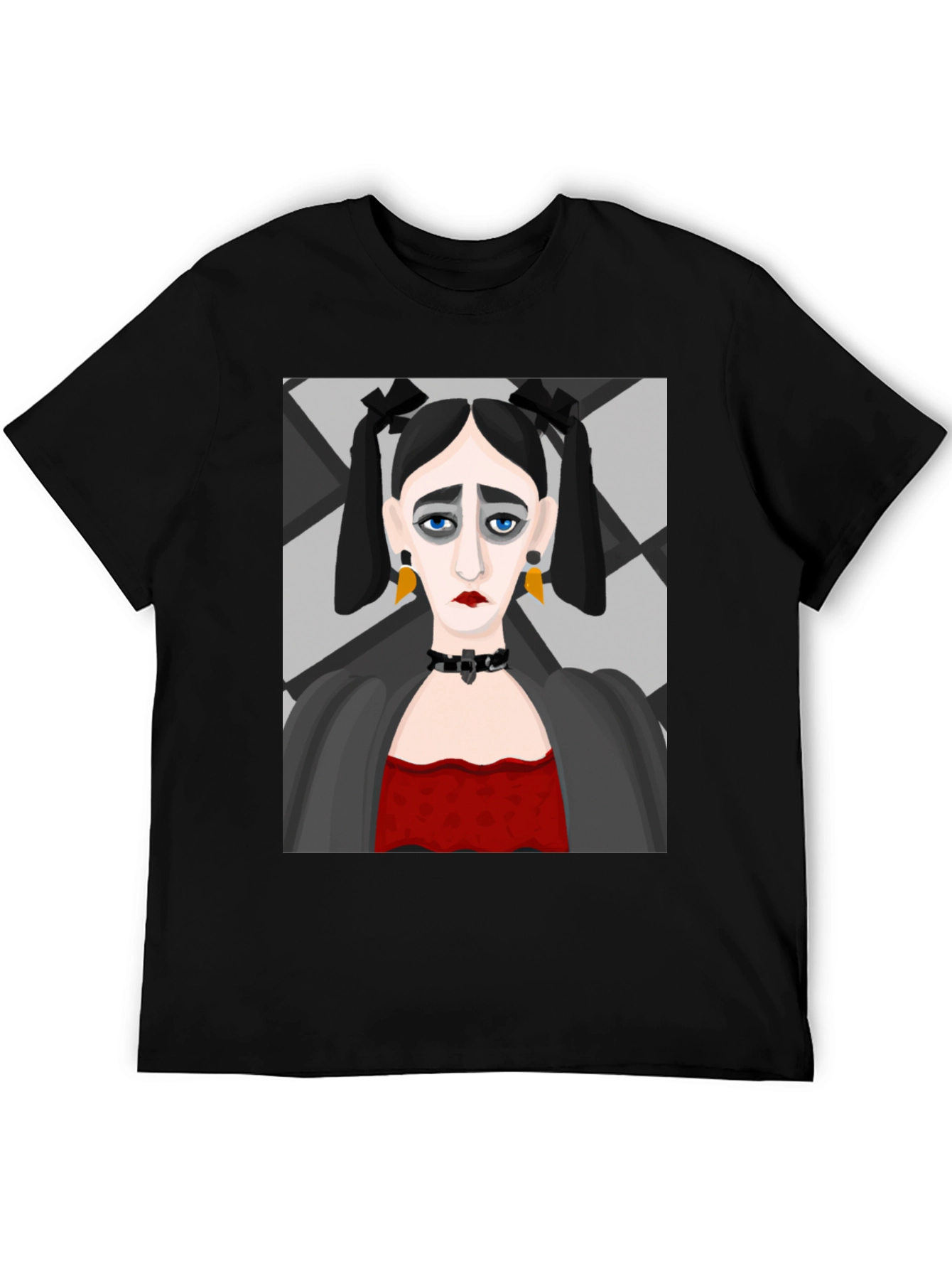 Black Goth Girl Graphic Print Black T-Shirt view 5