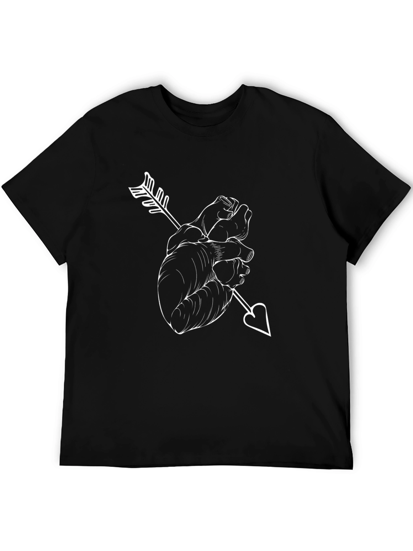 Black Heart Arrow Graphic Tee - Unisex Black T-Shirt view 5