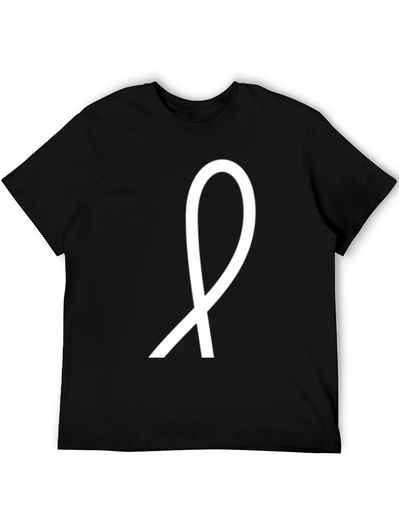 Black Minimalist Ribbon Graphic Black T-Shirt view 5