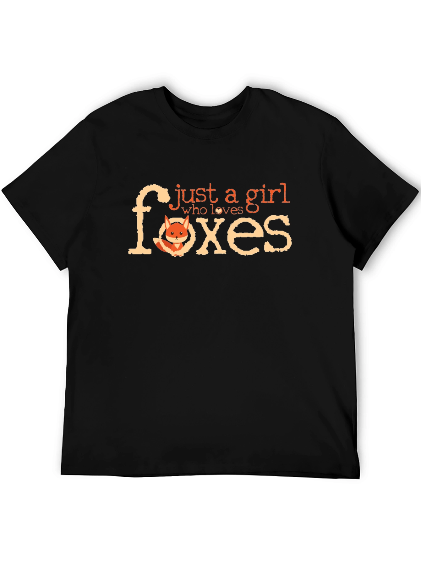Black Just a Girl Who Loves Foxes T-Shirt view 5