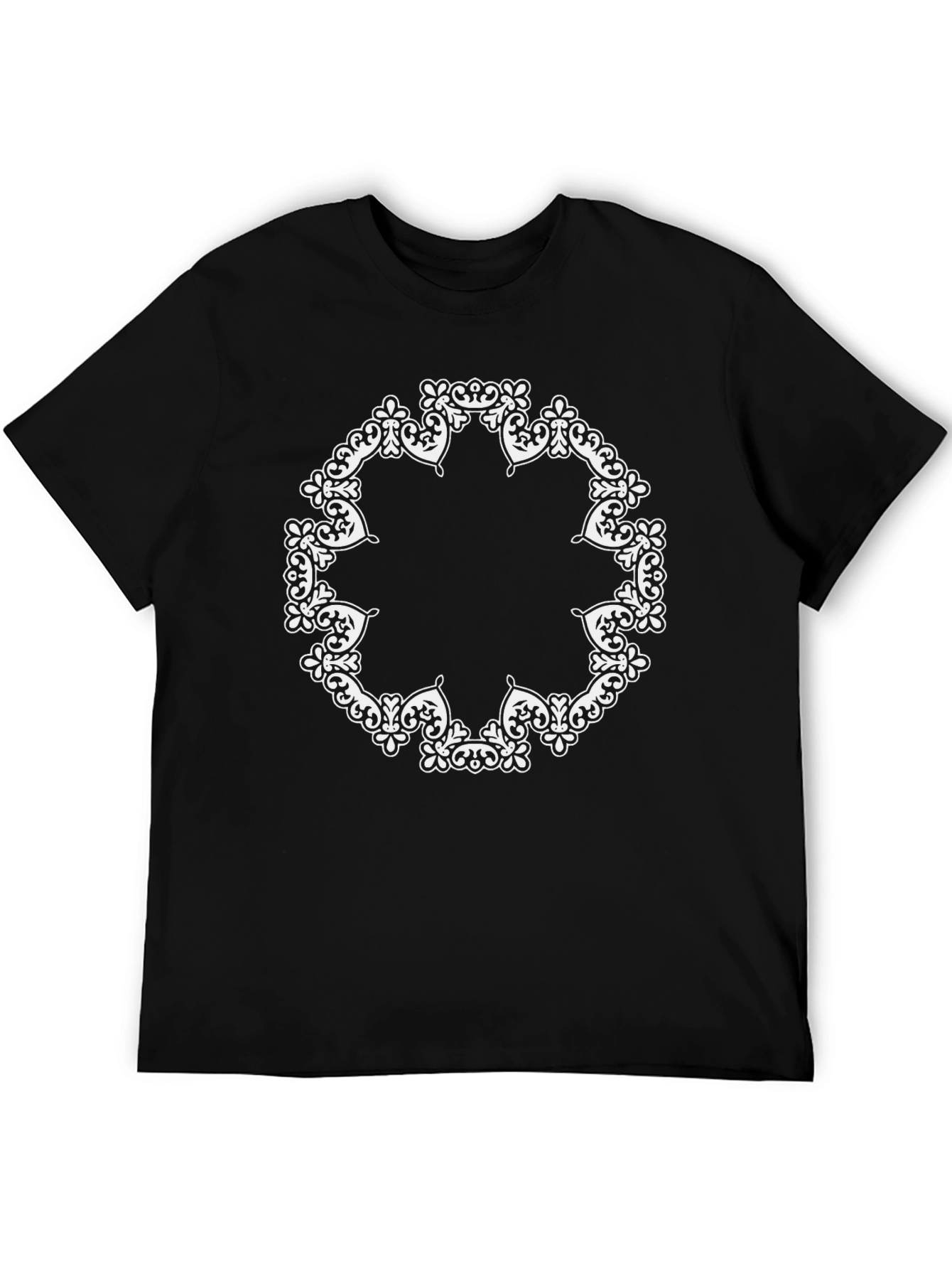 Black Ornate Circle Graphic Black T-Shirt view 5