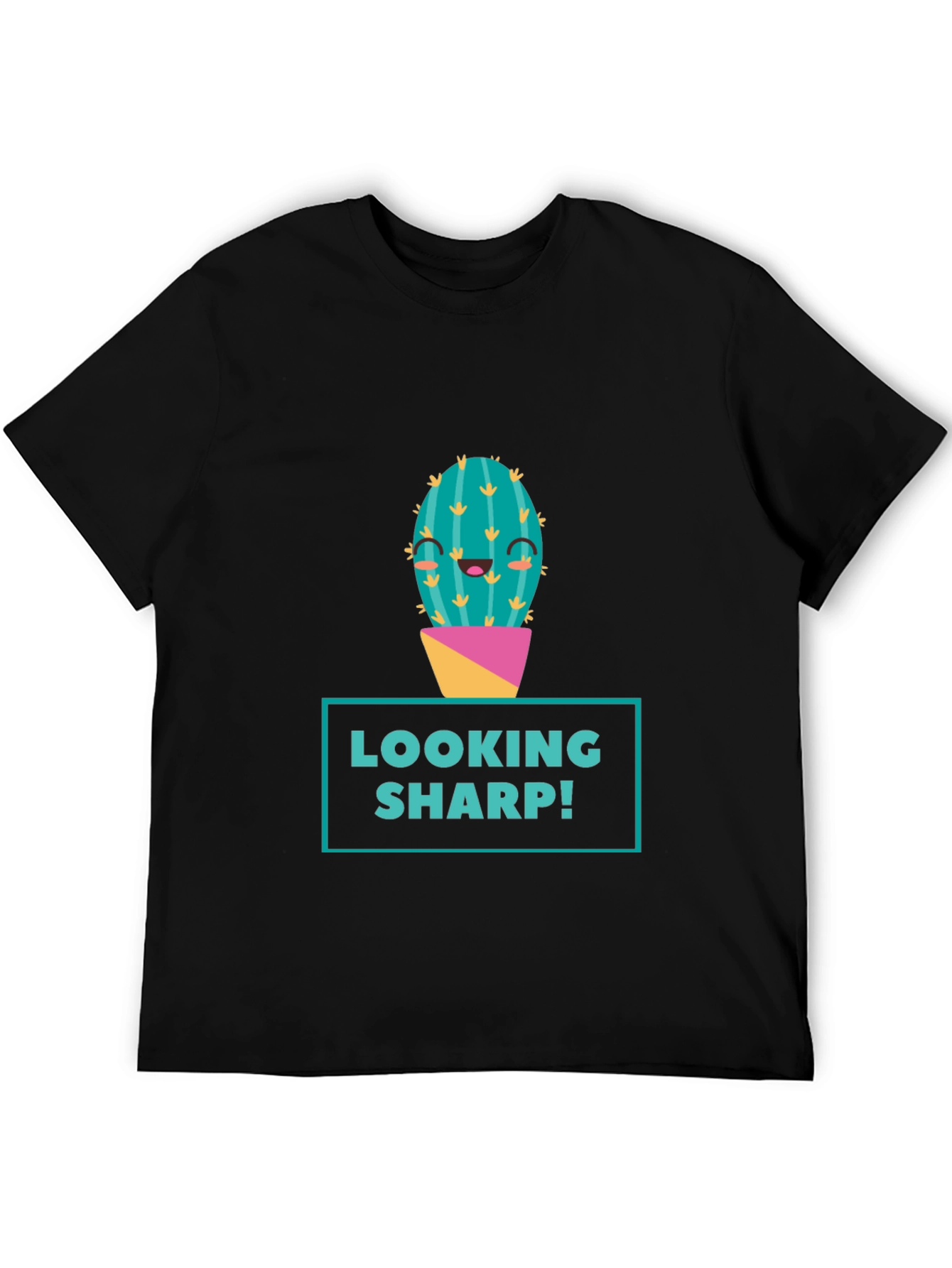 Black Looking Sharp Cactus Graphic Tee - Men's Black T-Shirt view 5