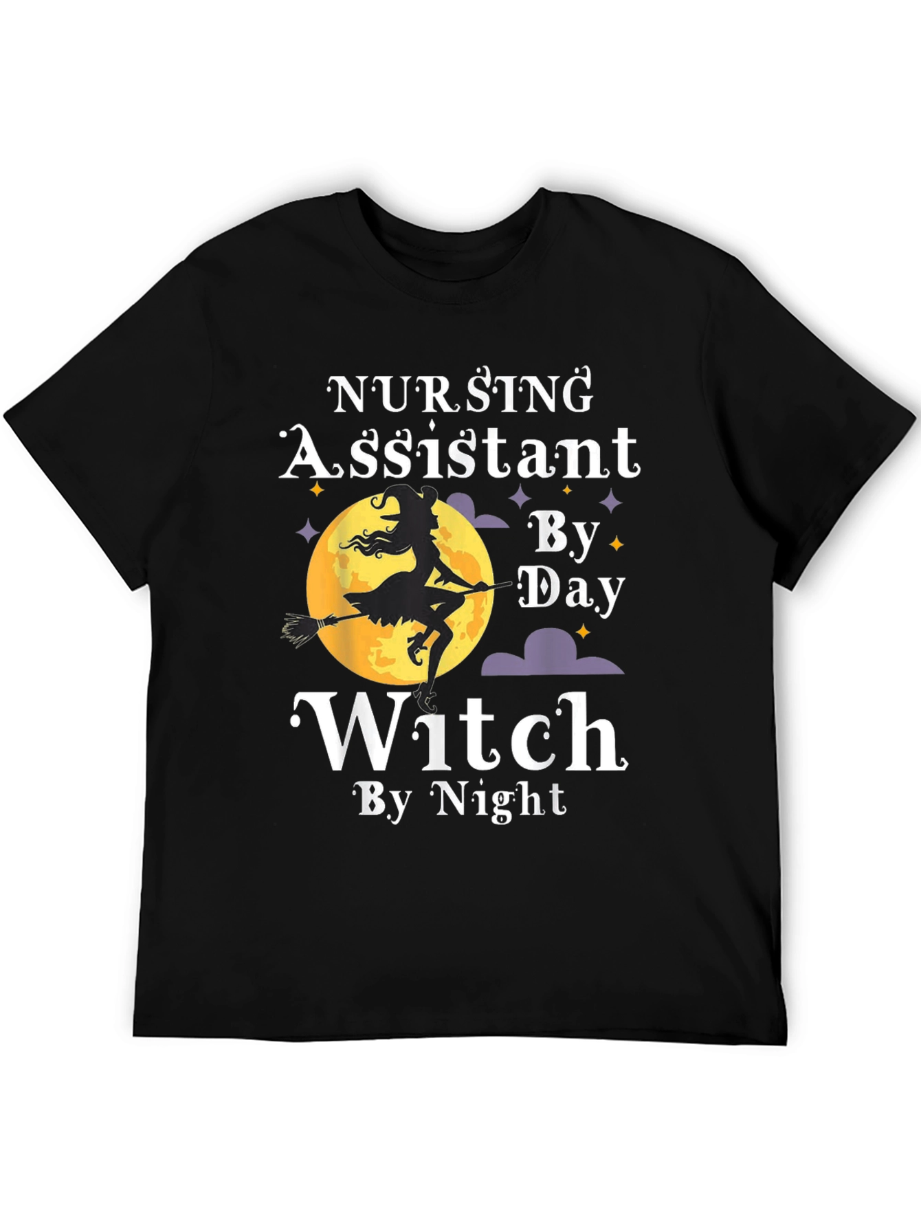Black Nursing Assistant Witch By Day Halloween T-Shirt view 5