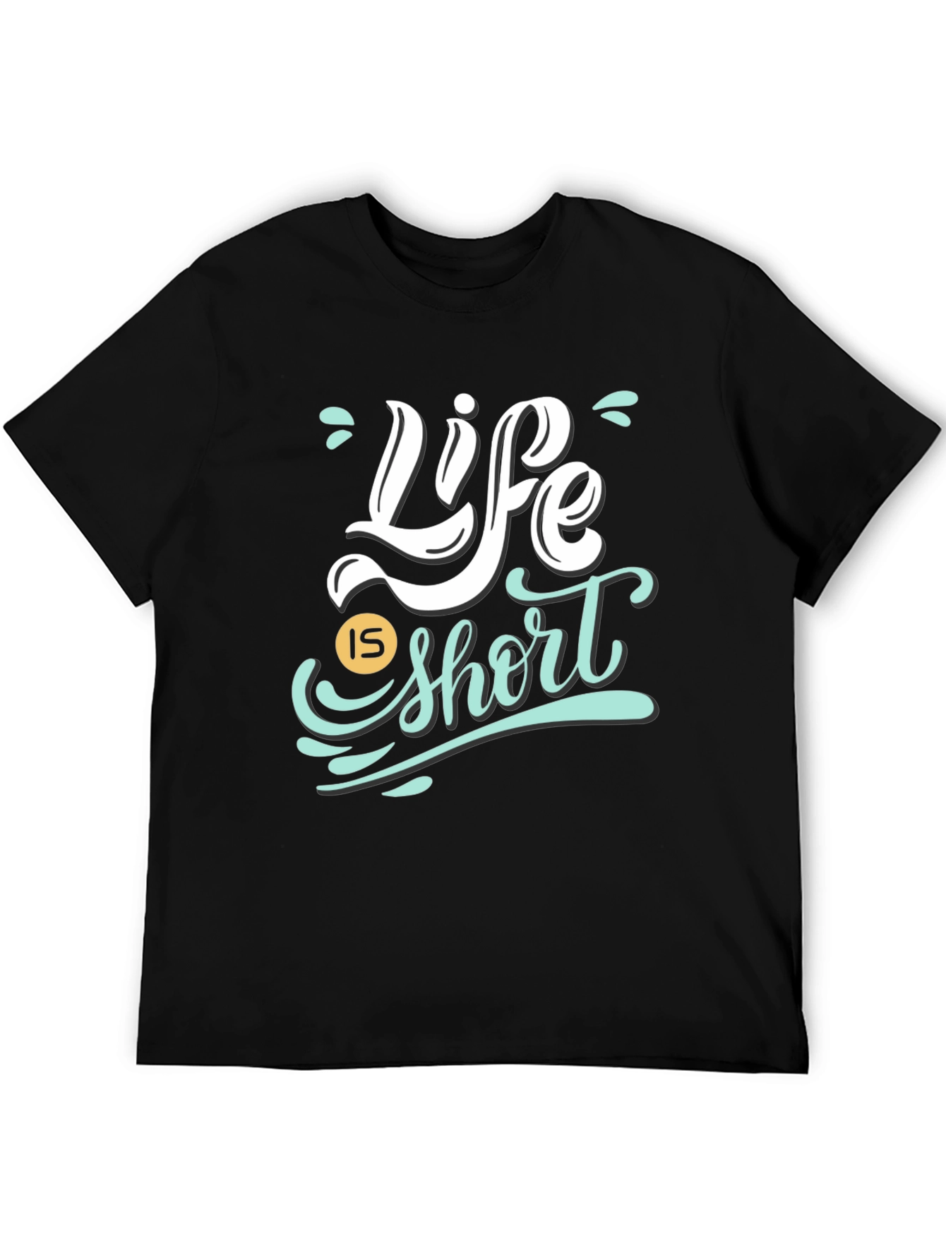 Black Life Is Short Graphic Tee - Black Cotton Shirt view 5